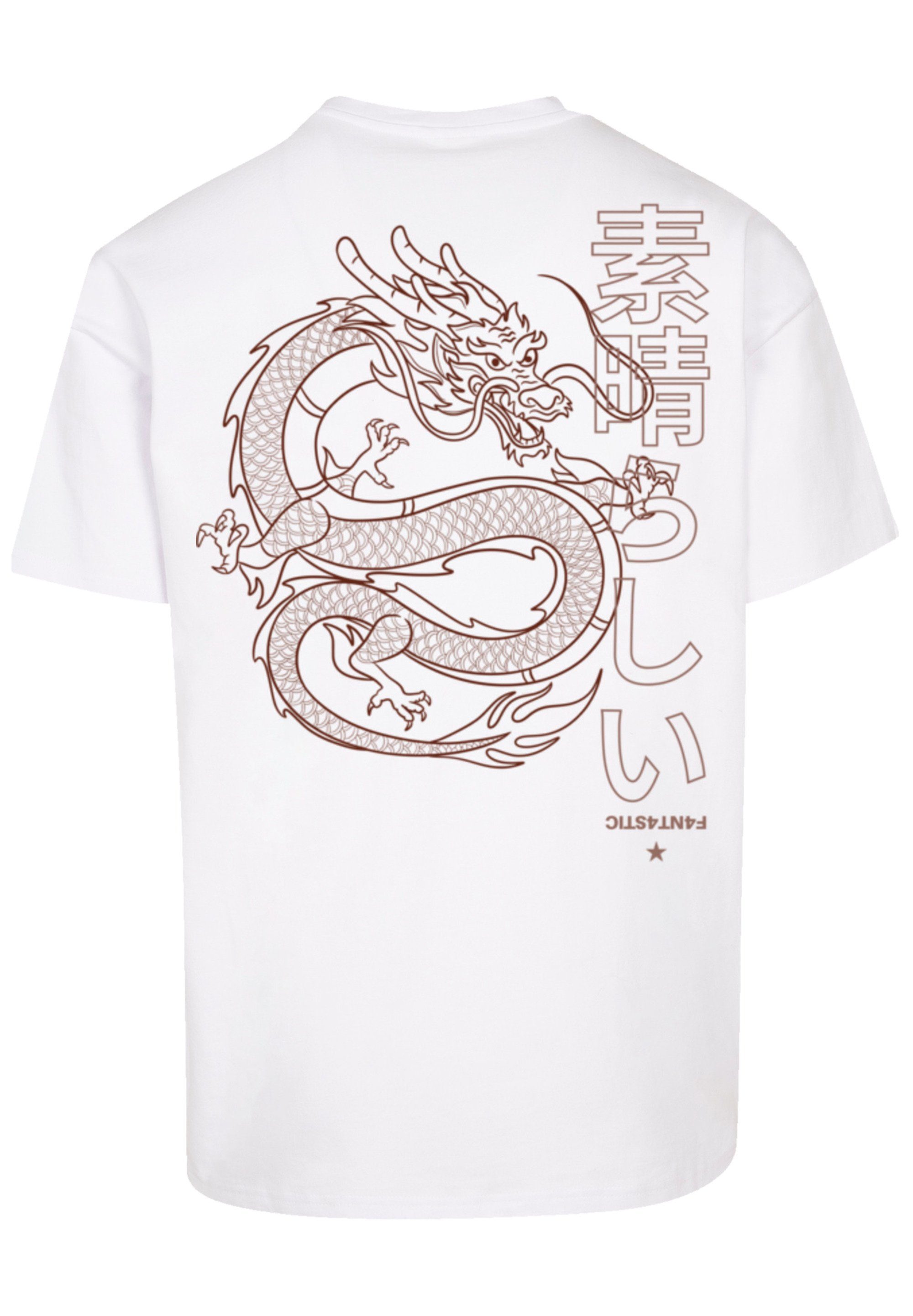 F4NT4STIC T-Shirt PLUS SIZE Drache Dragon Japan Print weiß