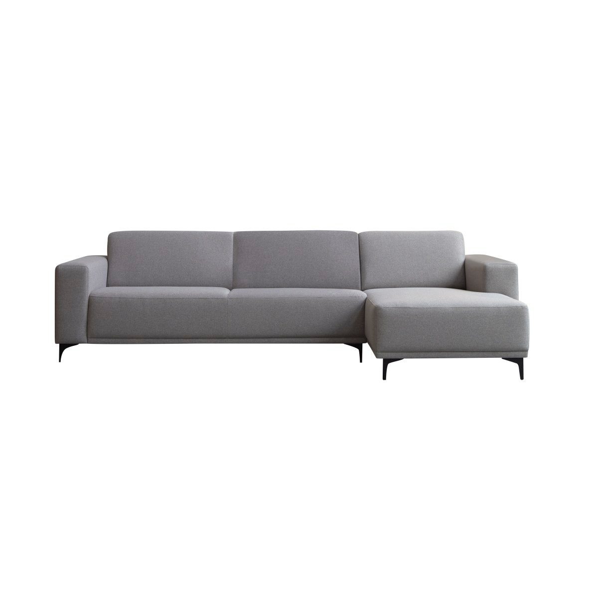 Tikamoon Sofa Ecksofa mit Eckelement rechts und taupegrauem Stoffbezug 150 cm Lars
