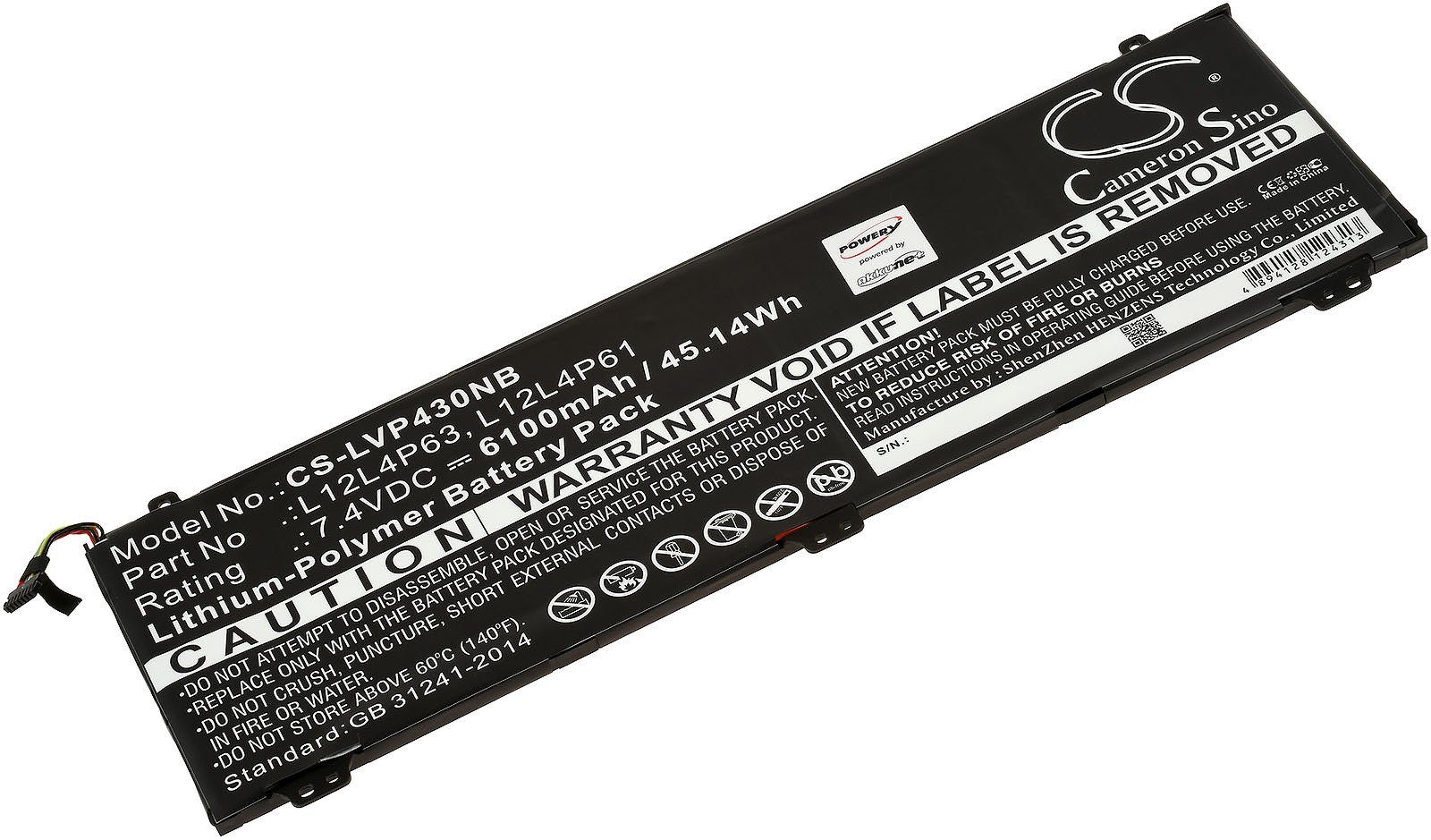 Powery Akku für Lenovo IdeaPad U330p Laptop-Akku 6100 mAh (7.4 V)
