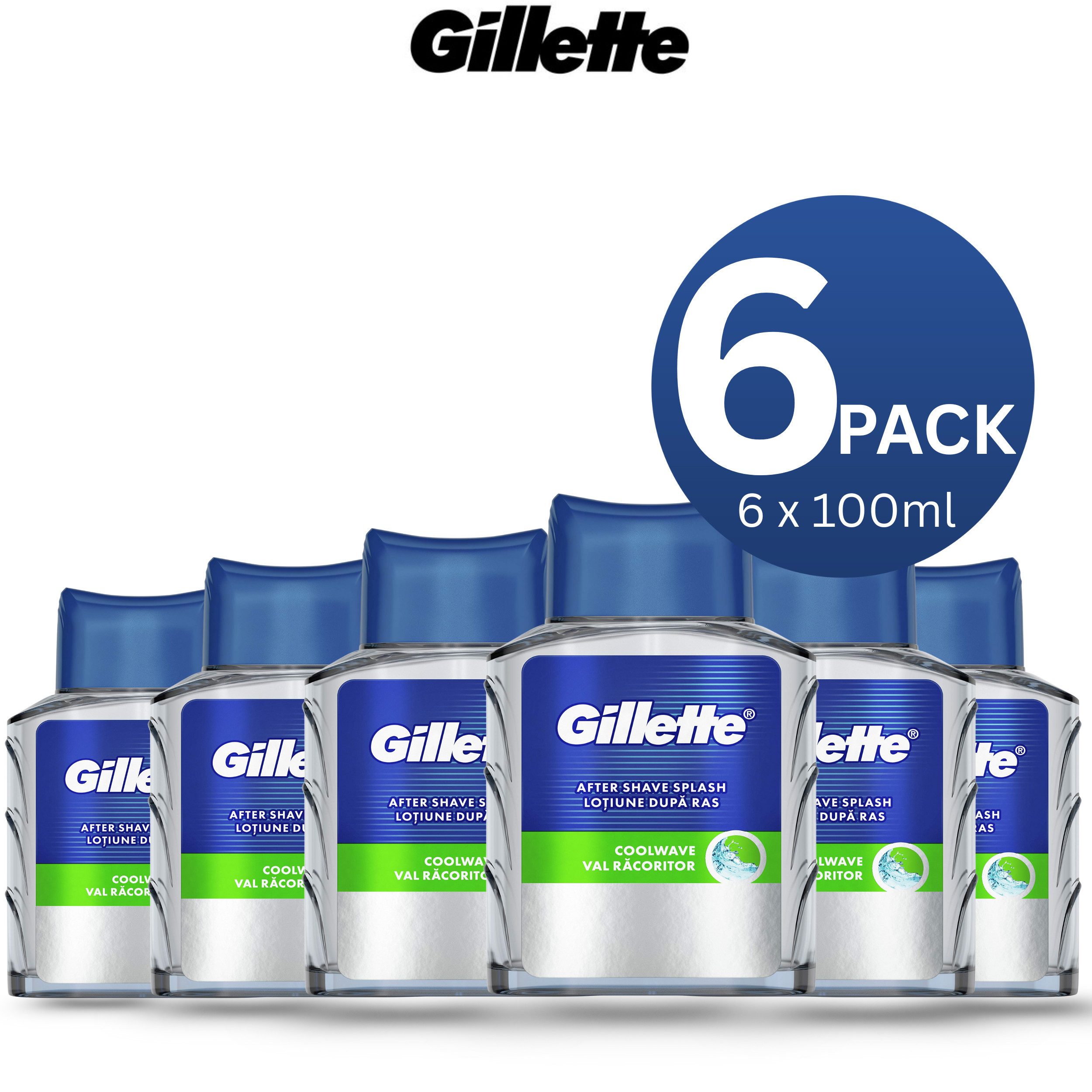 Gillette After-Shave Splash Coolwave, 6-tlg., erfrischend, beruhigend