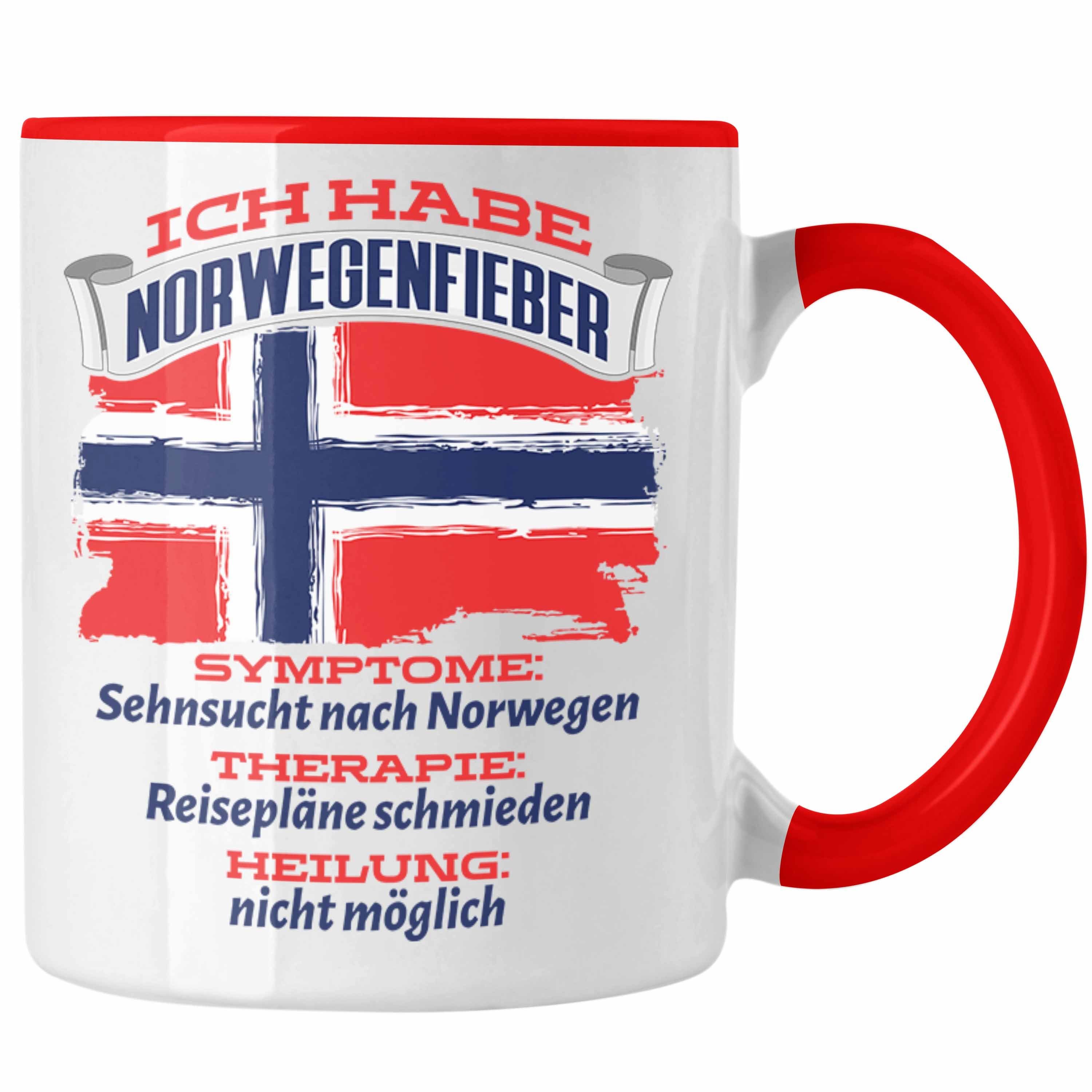 Trendation Tasse Norwegen Tasse Geschenk Grafik Norwegenfieber Geschenkidee Spruch Lust Rot
