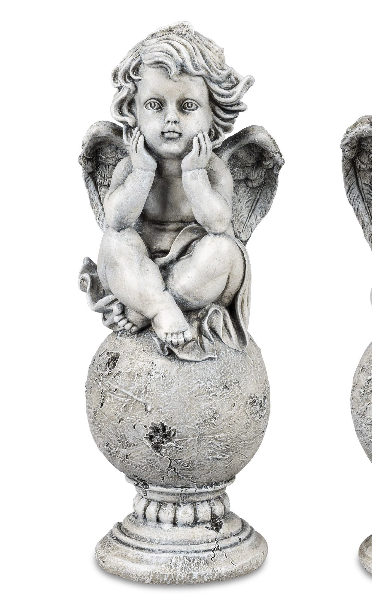 formano Dekofigur Trauerdekoration, Höhe: 35cm, Farbe: Grau, Motiv: Engel