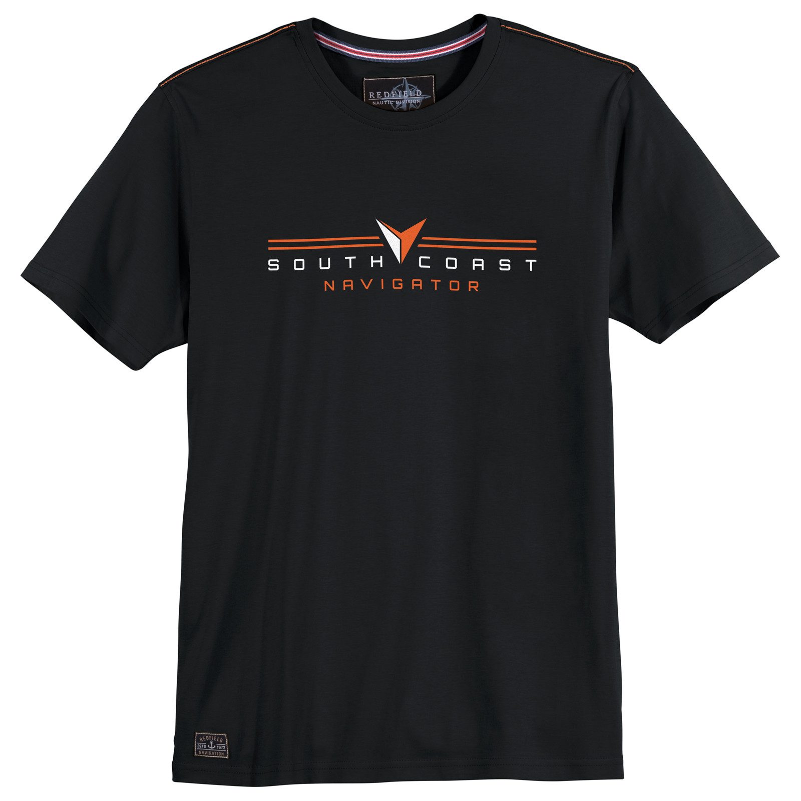 redfield Rundhalsshirt Redfield XXL T-Shirt schwarz Frontprint South Coast