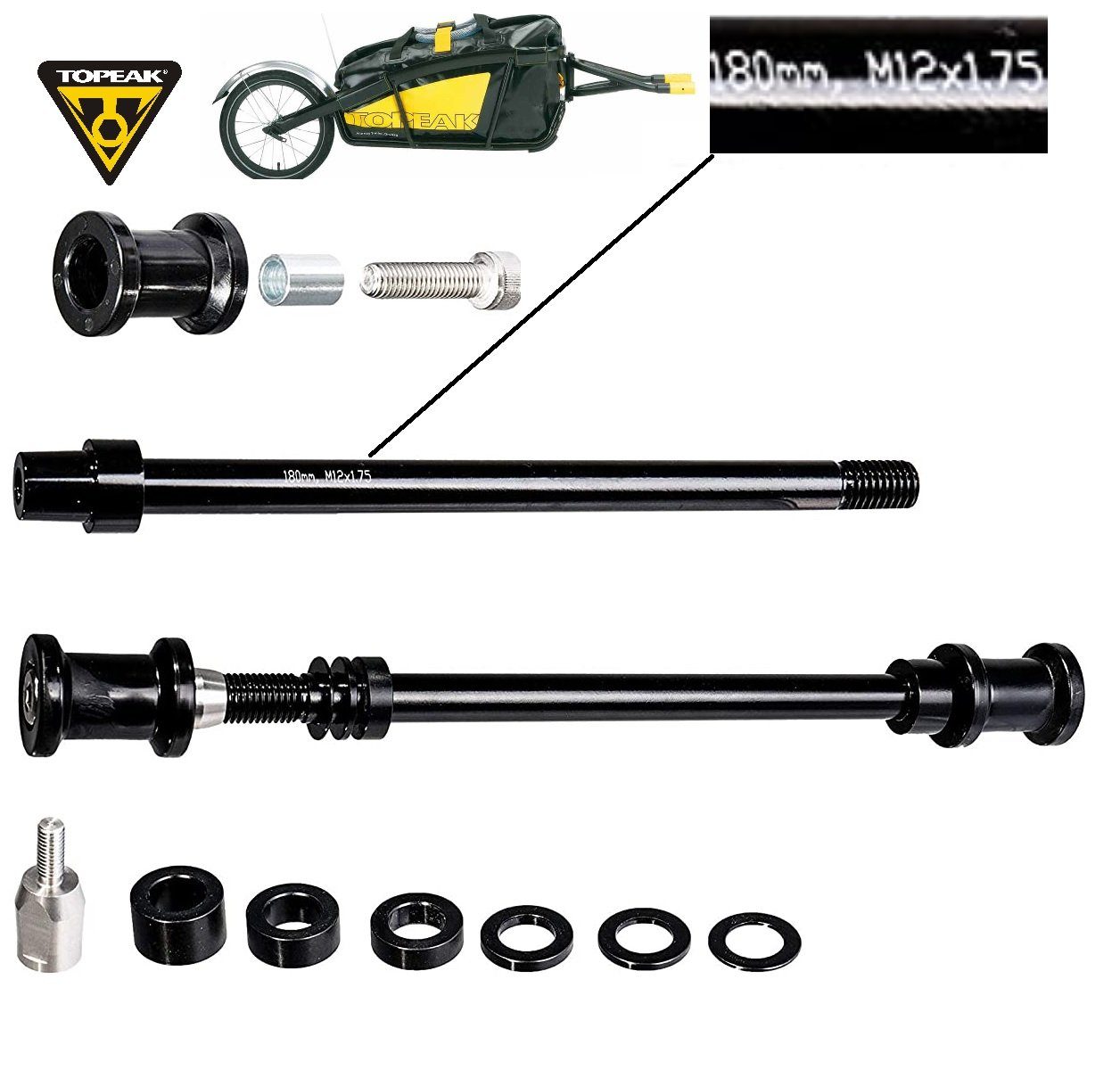 Fahrradhundeanhänger Topeak Steckachsen-Kit für Journey Trailer M12 x 1,75 TX KIT-P175