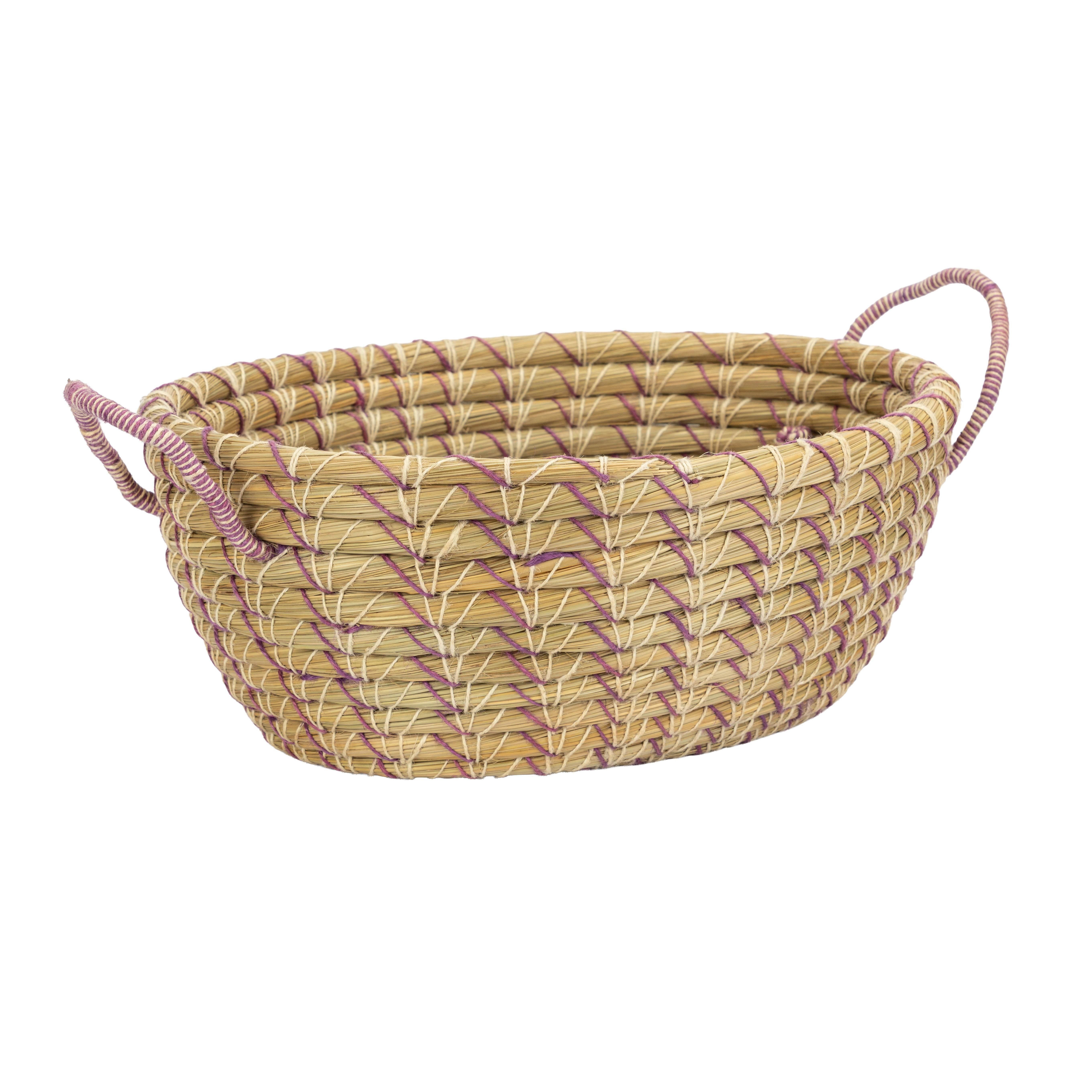 El Puente Aufbewahrungskorb "Lila Wolke" Kleiner Ovaler Korb mit Henkeln, Handmade, Handmade