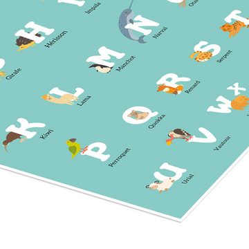 Posterlounge Poster Kidz Collection, Alphabet der Tiere – Französisch, Kindergarten Kindermotive