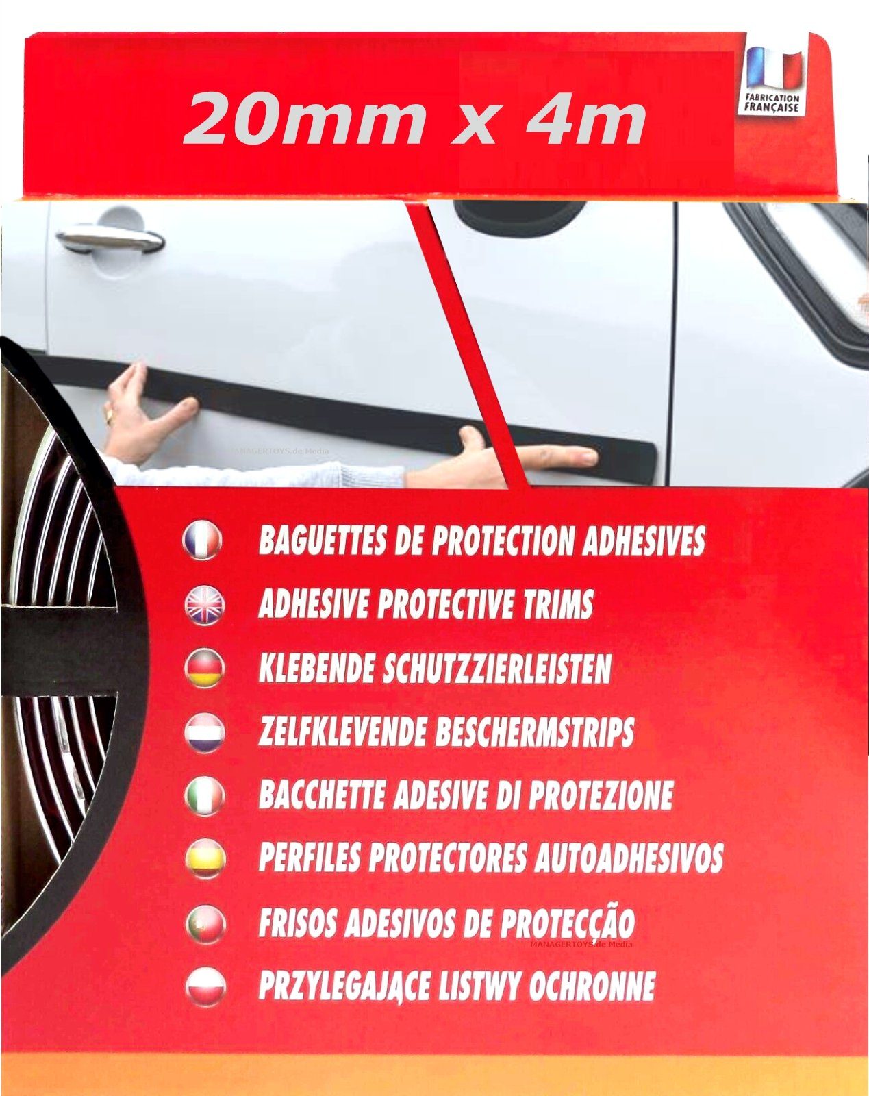 HR-IMOTION Zierleisten-Aufkleber Auto Kantenschutz 48 x U-PROFIL Verzierung  MATT Schutzleiste