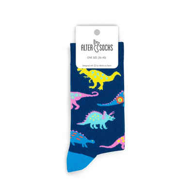 AlterSocks Freizeitsocken Lustige Socken Dino Socken Damen & Herren Unisex Größe 36 – 45 (1 Paar)