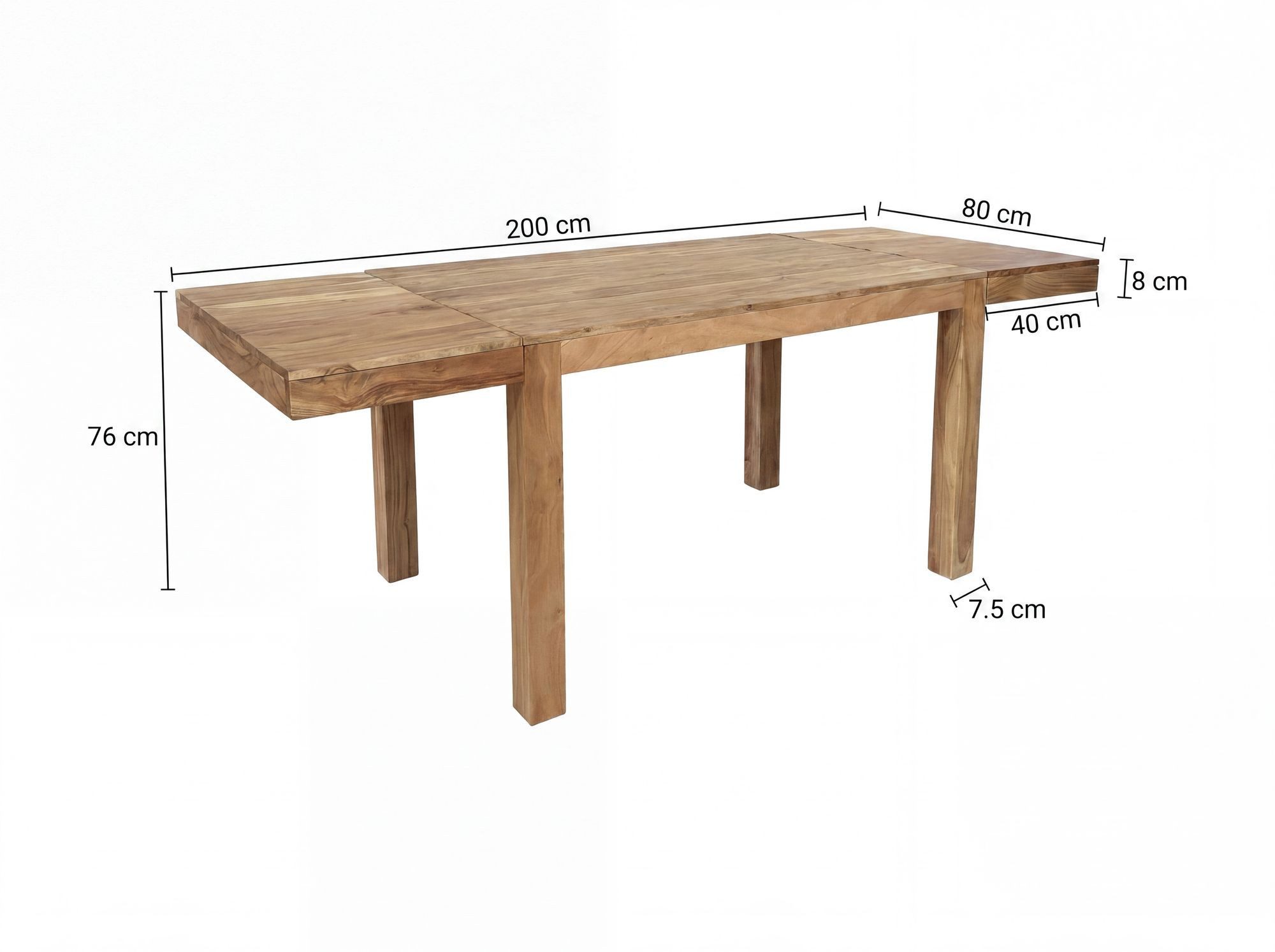 FINEBUY Esstisch FB118558 Esszimmertisch Erweiterbar 120 - 200cm Massivholz Küchentisch (120 cm Massivholz Rechteckig Erweiterbar), Esszimmertisch Groß, Küchentisch Esszimmer Modern