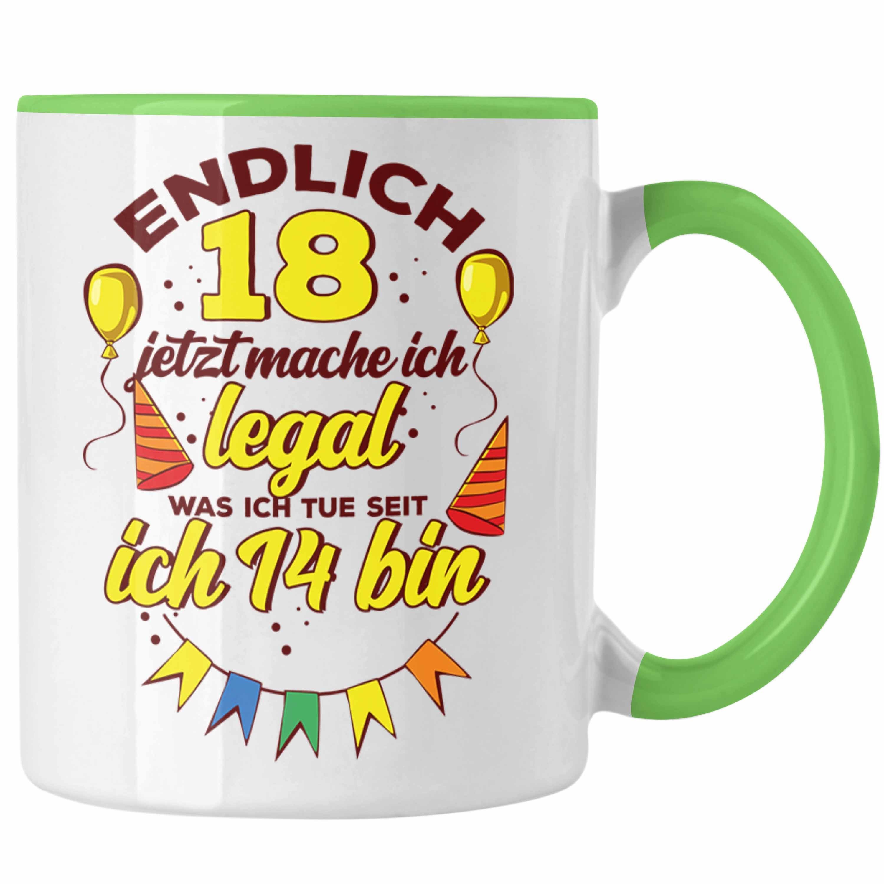 Trendation Tasse Lustige Tasse zum 18. Geburtstag witziges Geschenk 18er Geburtstag Grün