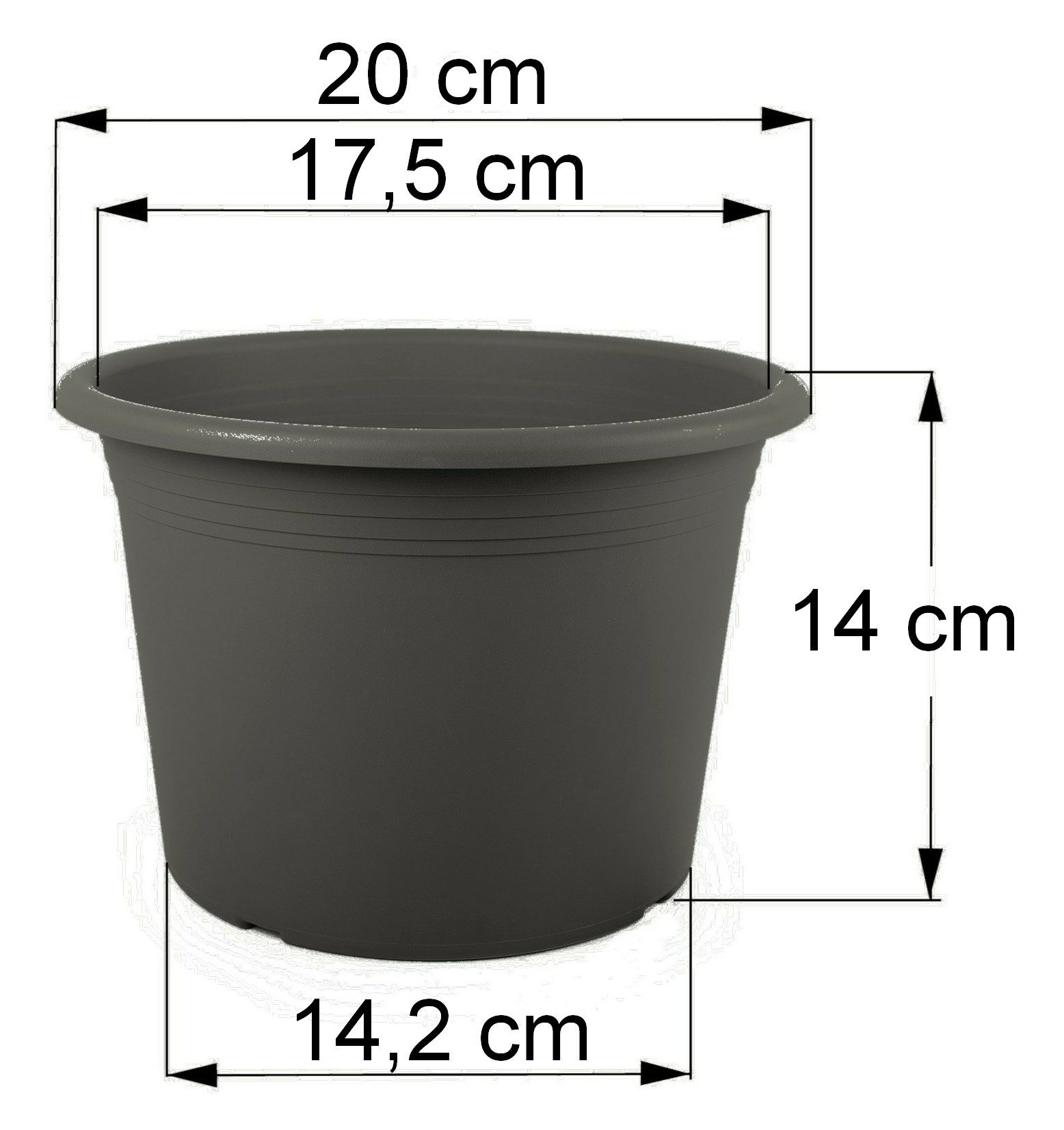 Floralo e. K. Blumentopf Kunststoff-Pflanztopf “Cilindro”, rund, anthrazit – Bild 4 von 5