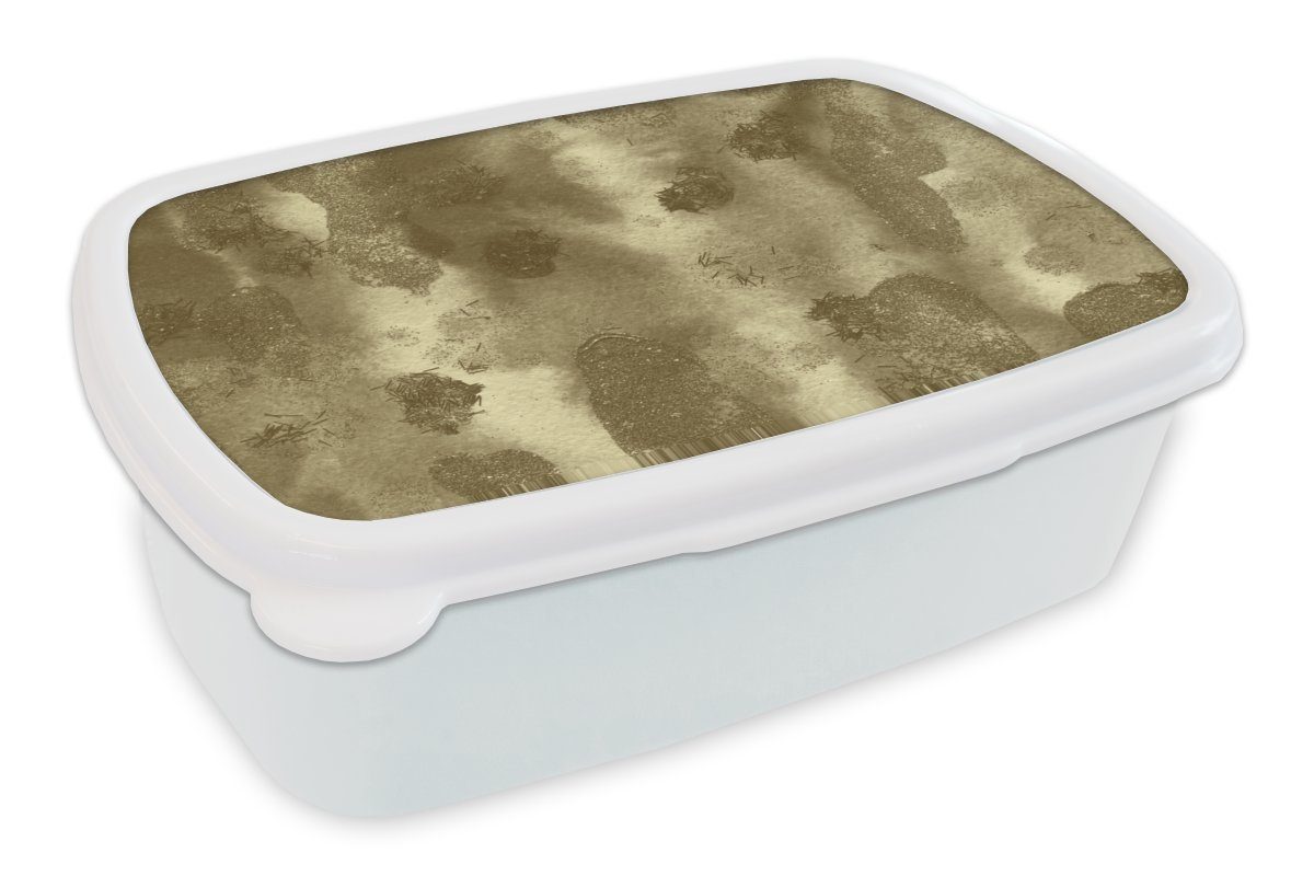 MuchoWow Lunchbox Gold - Textur - Abstrakt, Kunststoff, (2-tlg), Brotbox für Kinder und Erwachsene, Brotdose, für Jungs und Mädchen weiß