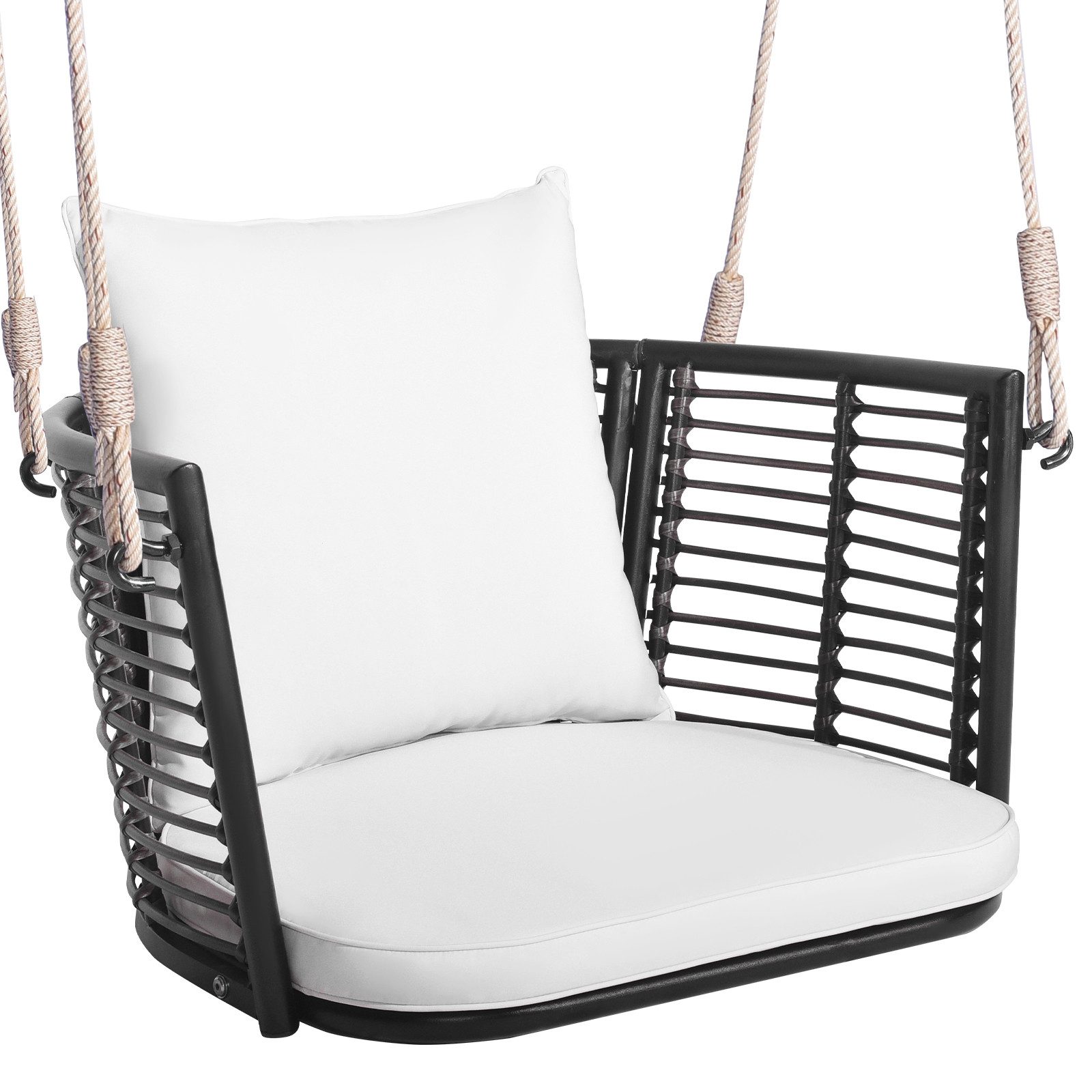 COSTWAY Hängesessel, ohne Gestell, mit Kissen, Rattan 180kg höhenverstellbar