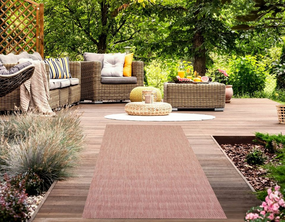 Outdoorteppich Teppich In- & Outdoor Sisal Balkon Küche Garten Flur Läufer  Uni rosa, Carpetia, rechteckig, Höhe: 8 mm