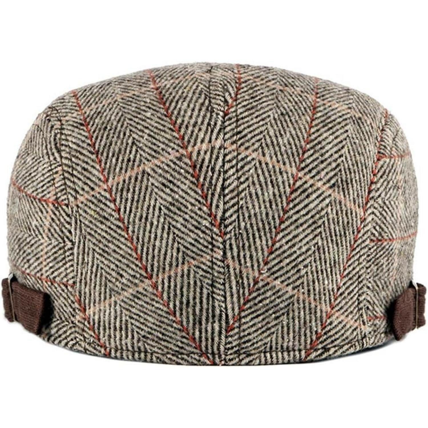 LuxusKollektion Schiebermütze Schiebermütze Herren Tweed Flatcap Verstellbar M-L B1# Kaffee