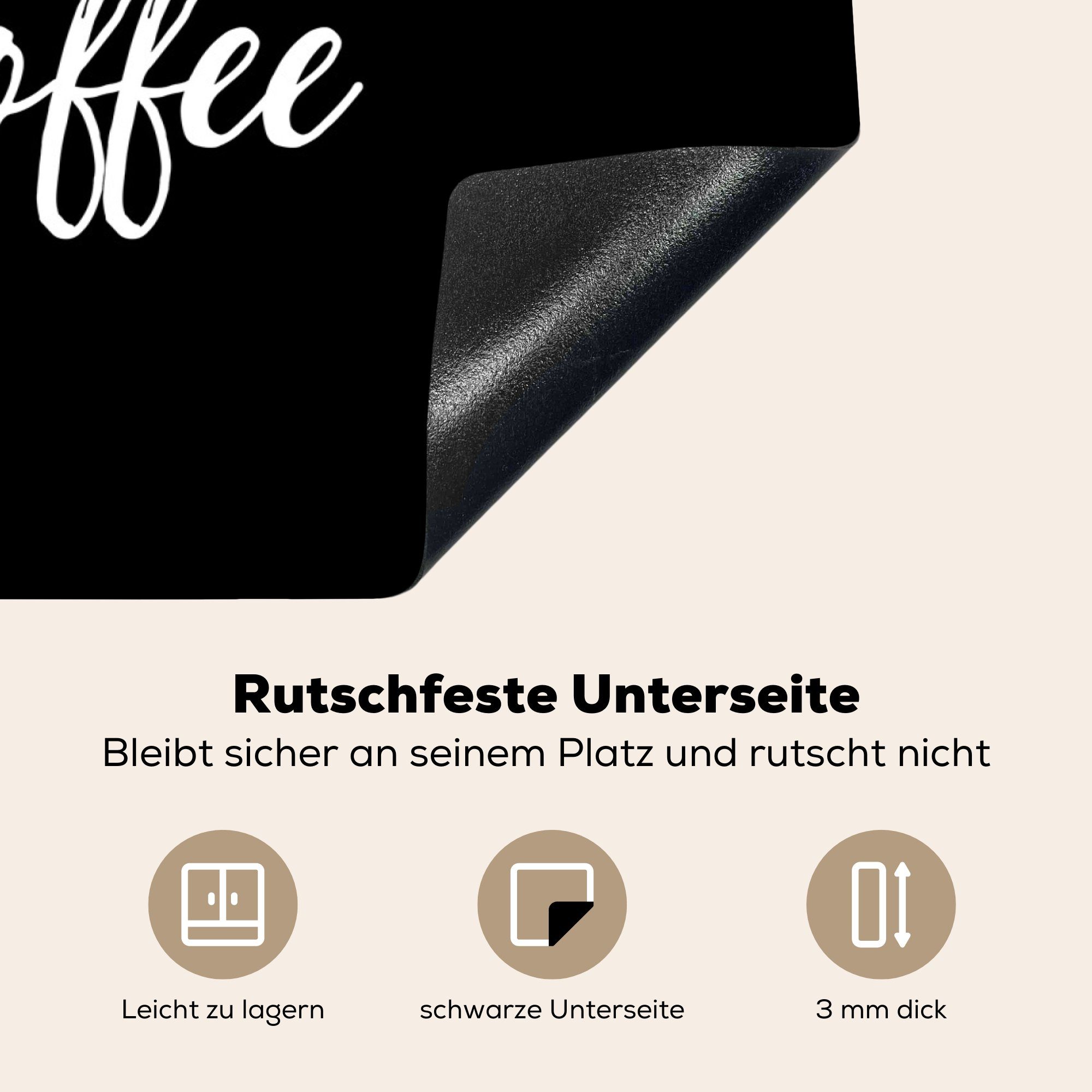 beginnt Kaffee nutzbar, - - Vinyl, nach Zitate cm, - 70x52 Mobile Herdblende-/Abdeckplatte Das Ceranfeldabdeckung dem Arbeitsfläche (1 Kaffee, MuchoWow tlg), Leben Sprichwörter