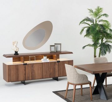 JVmoebel Esszimmer-Set Esszimmer Tisch 4x Stühle Anrichte Spiegel Essgruppe Design, (7-St)