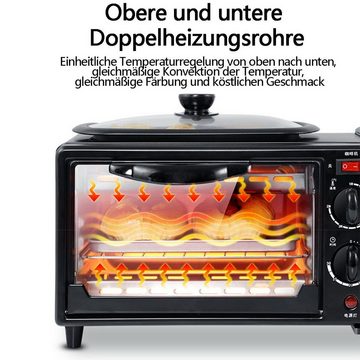 DOPWii Frühstücks-Set 3-in-1-Frühstücksbereiter, Elektrische Frühstücksstation für zu Hause, mit Kaffeemaschine, Toaster, Ofen und Bratpfanne