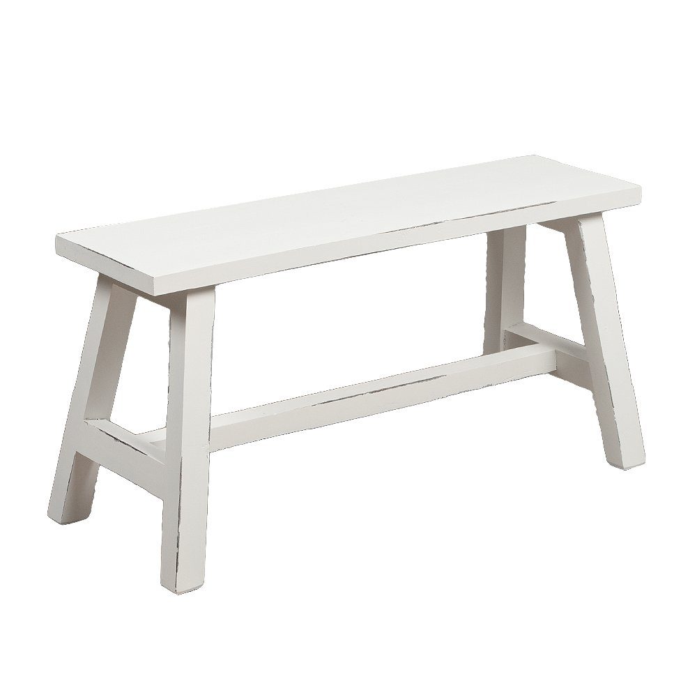 LebensWohnArt Sitzbank Massivholz Sitzbank RANCH Antik-Weiß Mahagoni ca. L90cm
