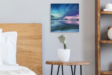 OneMillionCanvasses® Leinwandbild Nordlichter - Nacht - Winter, (1 St), Leinwand Bilder für Wohnzimmer Schlafzimmer