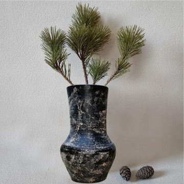 RAIKOU Dekovase Vintage, Steinzeug Terrakotta-Stil Blumenvase Amphore Minimal Dezent (Set, 2 St., 2 Zwige), handgefertiagt
