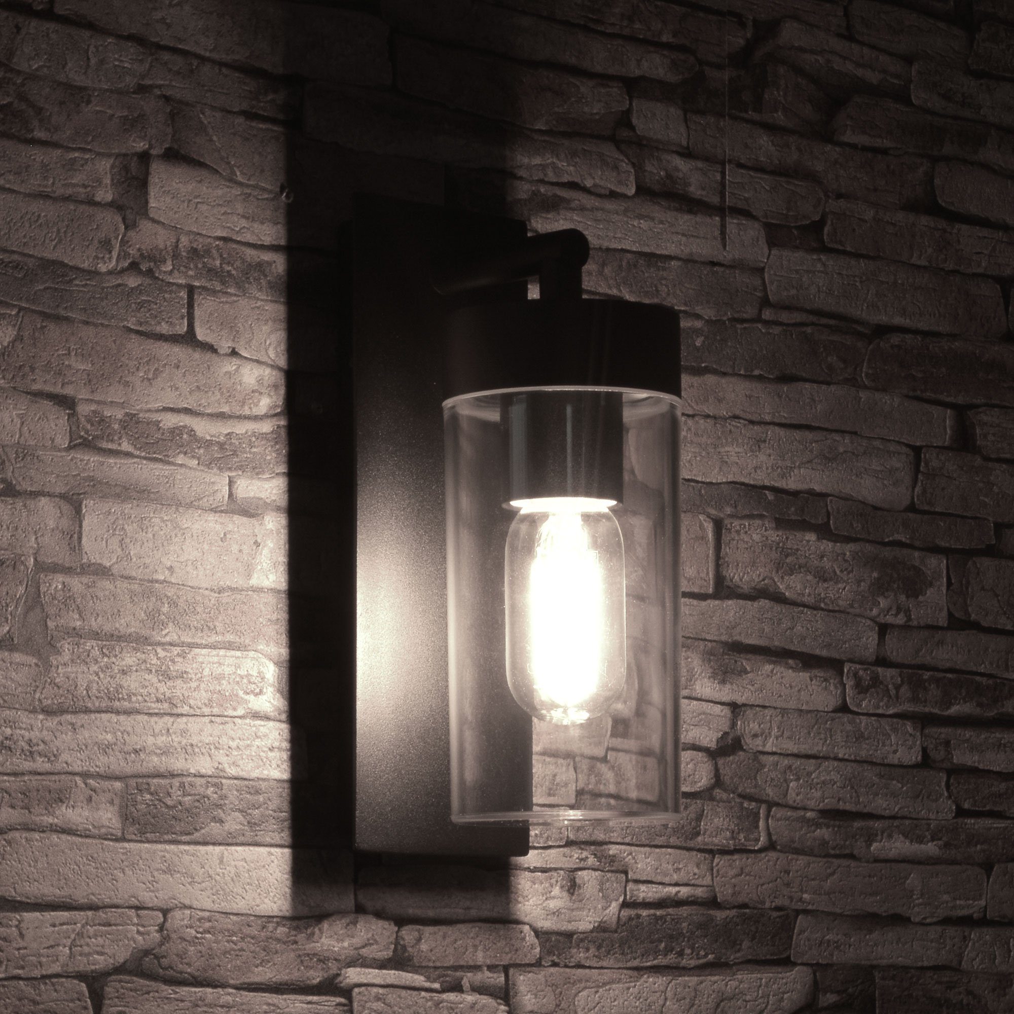 Modern Wandlampe, Wandleuchte Außenlampe, Außenwandleuchte, ohne Maxkomfort STELLA, IP44, Lampe, Schwarz Wandleuchte, Aluminium, Leuchtmittel, E27,