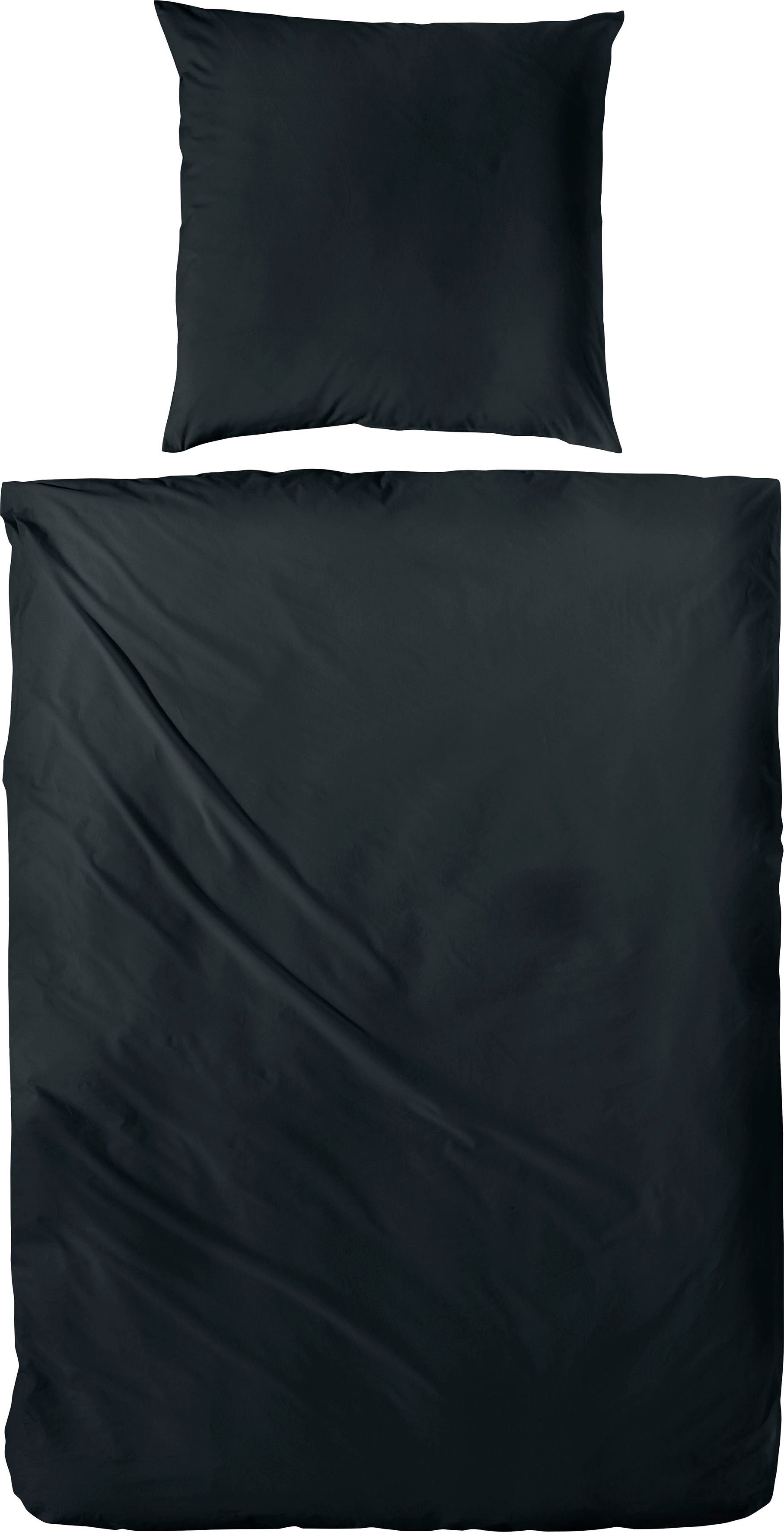 Primera Bettwäsche Uni Luxus-Satin in Gr. 135x200, 155x220 oder 200x200 cm, Satin, 2 teilig, Bettwäsche aus Baumwolle, unifarbene Bettwäsche mit Reißverschluss – Bild 2 von 5