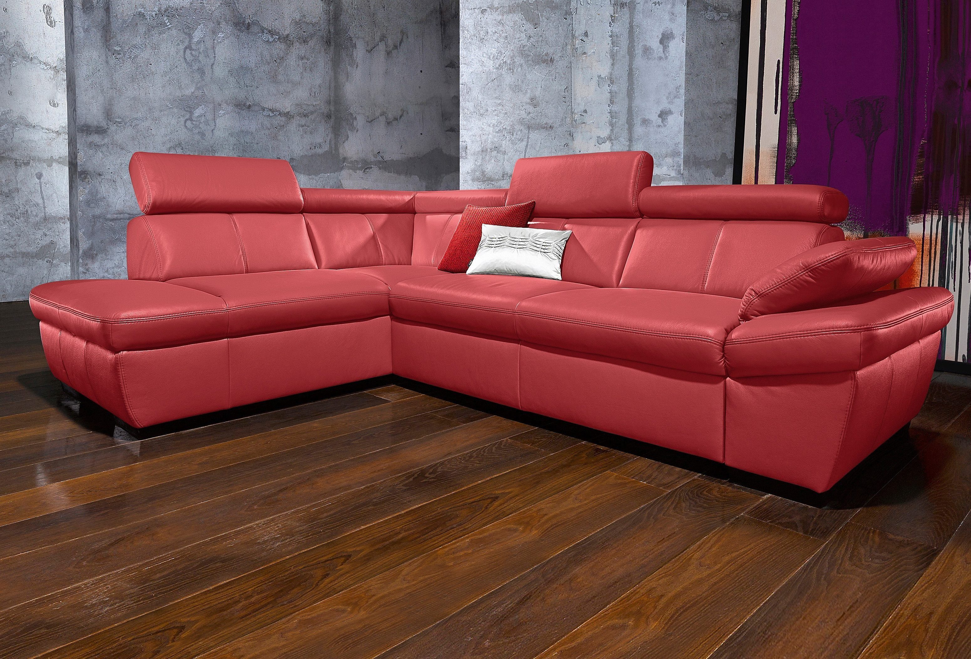 exxpo - sofa fashion Ecksofa Salerno, Funktionssofa, hoher Sitzkomfort, Breite 268cm, L-Form, inkl. Kopf- und Armteilverstellung, wahlweise mit Bettfunktion