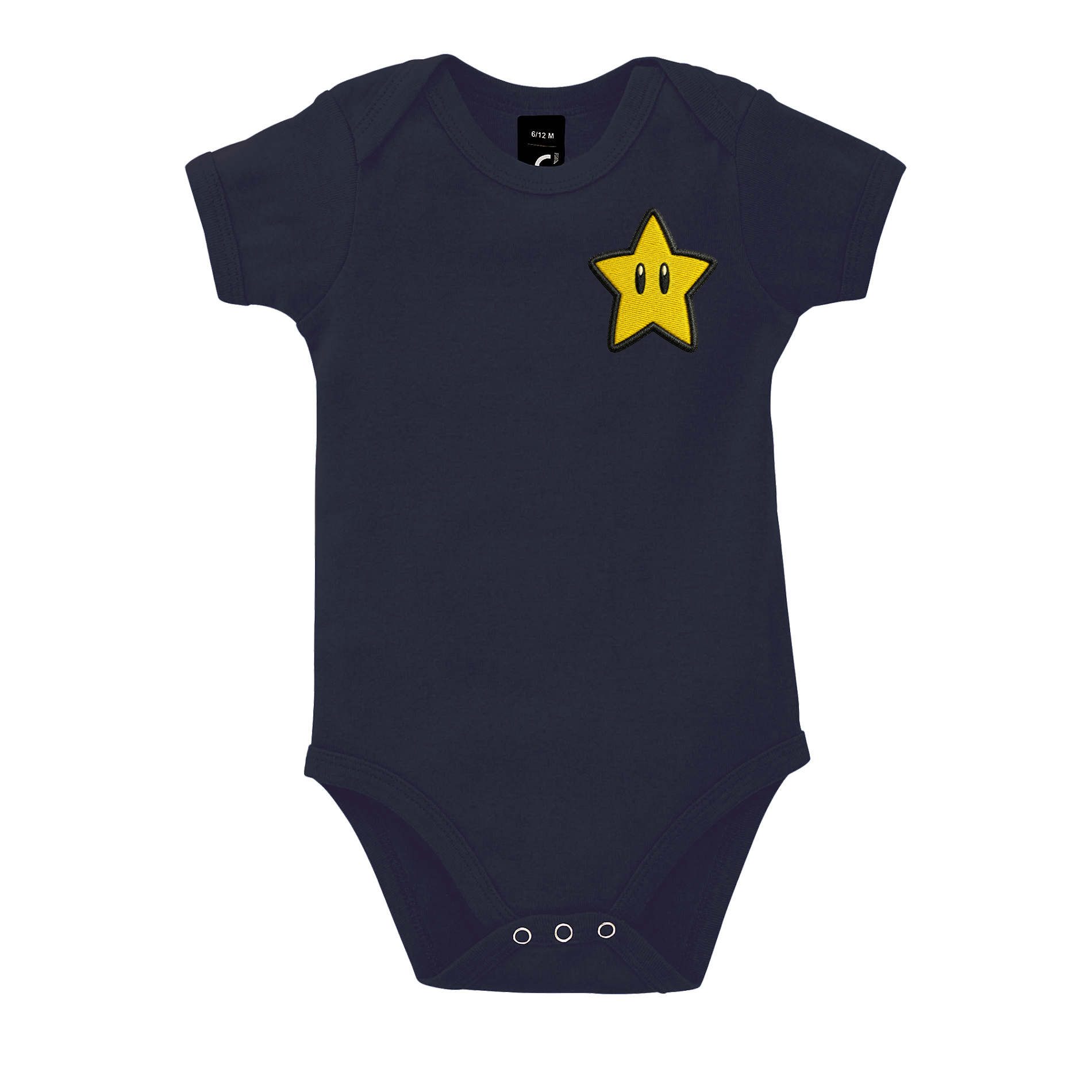 Strampler SternMarioPatch Baby Body Stern Patch Motiv Druckknopf Spielerlook