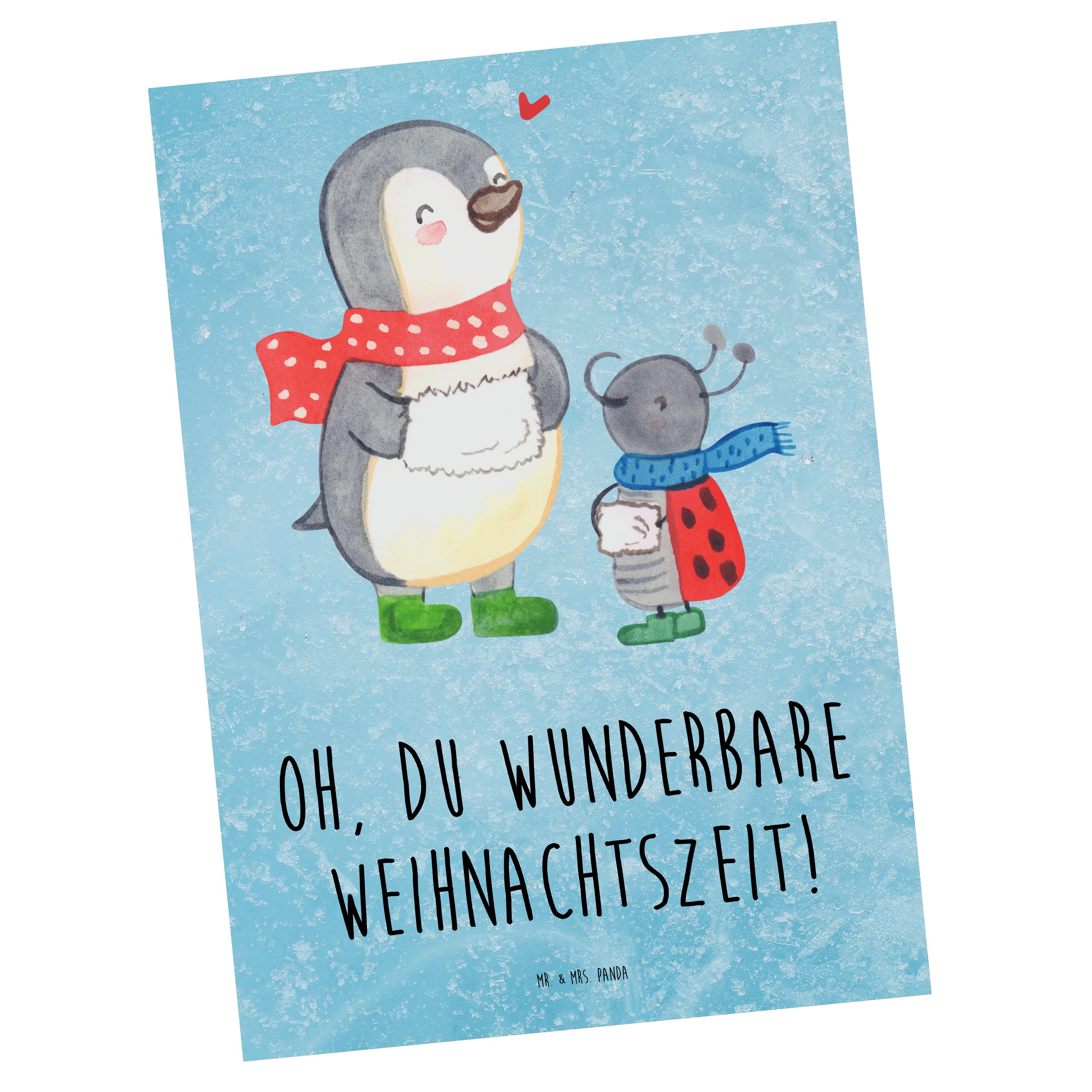 Mr. & Mrs. Panda Postkarte Smörle Winterzeit - Eisblau - Geschenk, Geschenkkarte, Dankeskarte, W