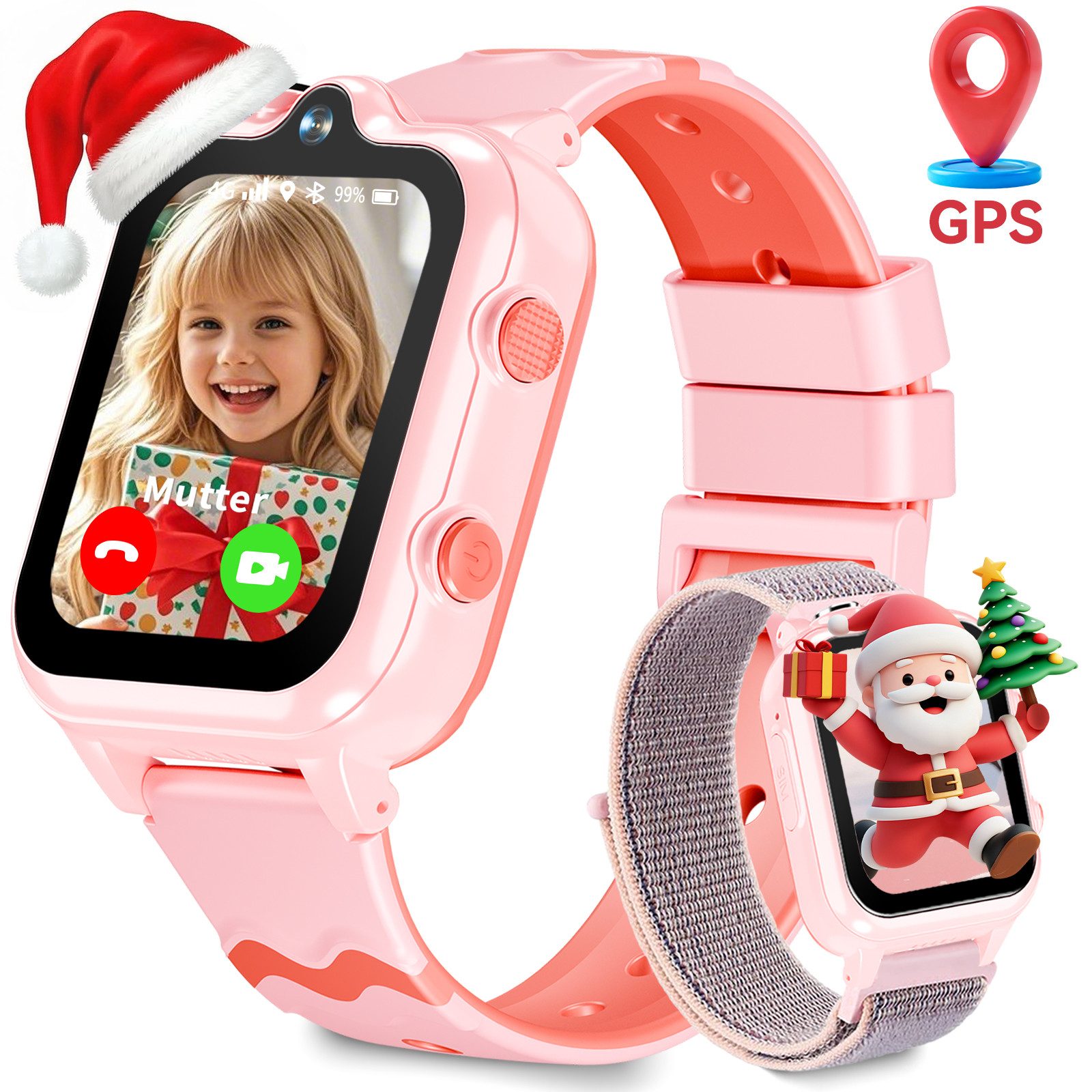 Ralio Kinder Smartwatch, mit GPS und Telefonfunktionen 4G WiFi Smartwatch (2 Kameras, Abdichtung, SOS-Schulmodell Uhren für Jugendliche Jungen cm/1,69 Zoll), Geeignet für Jungen und Mädchen im Alter von 5-16 Jahren