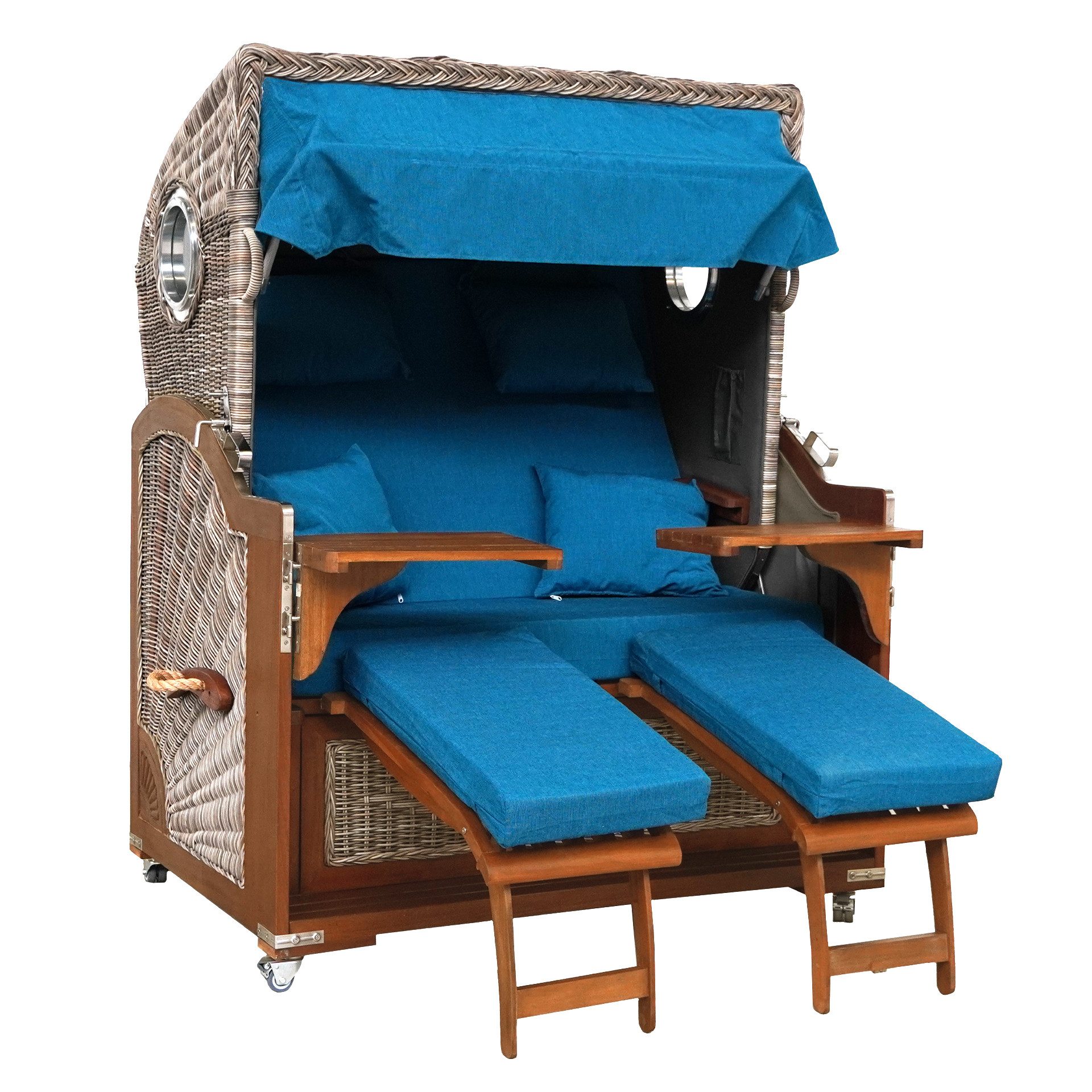 WebaVita Strandkorb Webavita Strandkorb Bali Teak Blau, Strandkorb