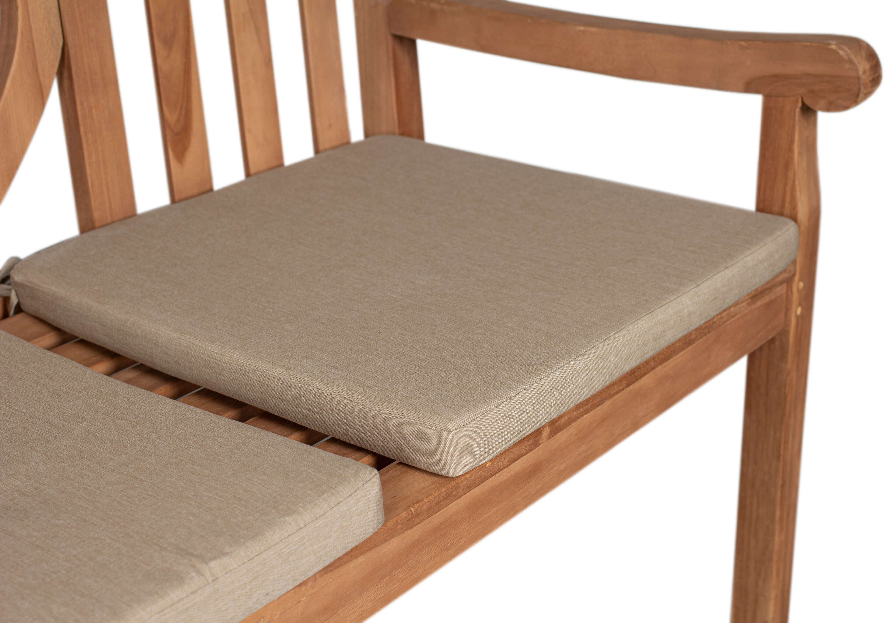 MR.DEKO Sitzkissen 2er Set 50x50 cm Beige Gartenstuhl Bank Outdoor mit Band, Komfortables Outdoor Sitzkissen zum festbinden