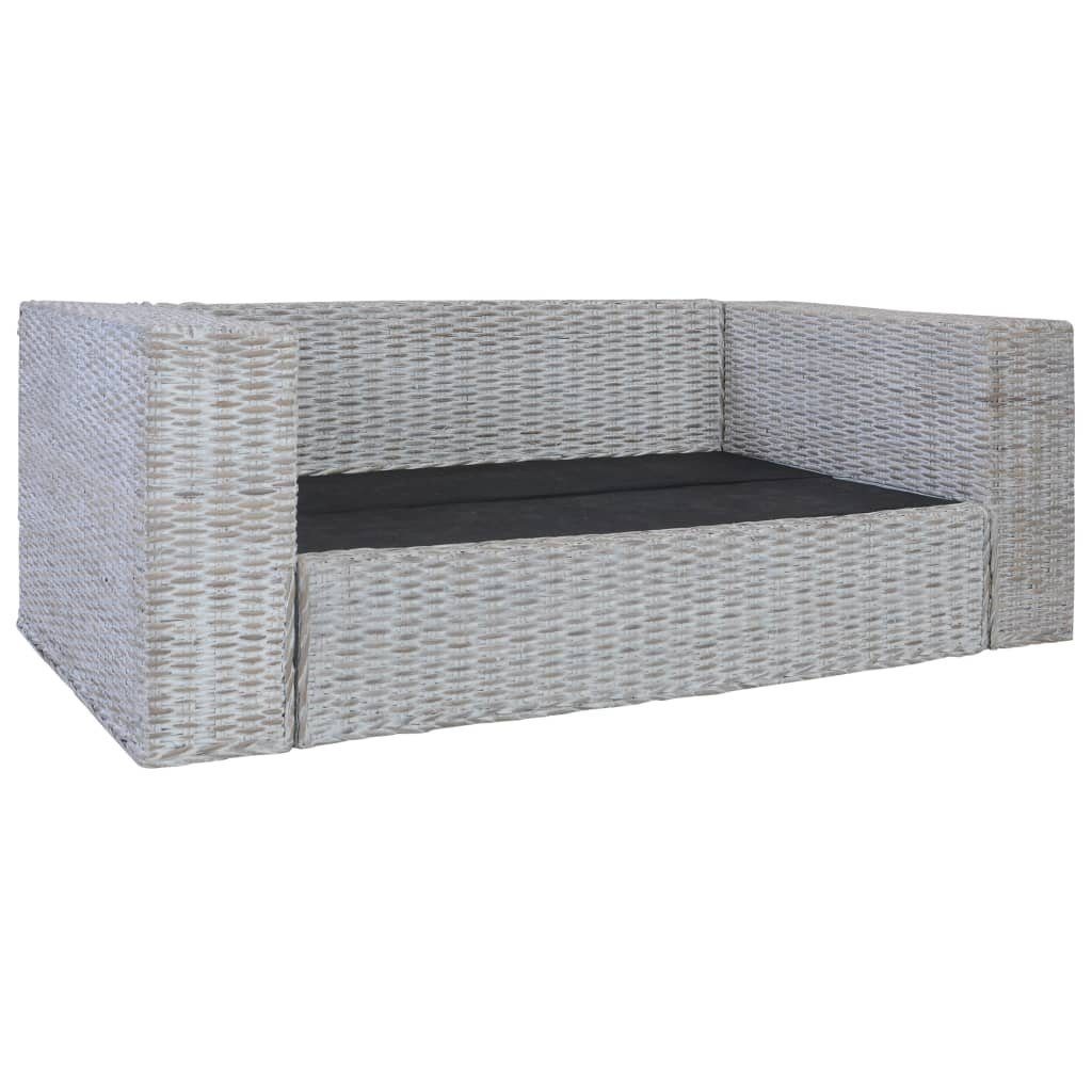 vidaXL Sofa 2-Sitzer-Sofa mit Rattan Grau Natürliches Couch Polstern