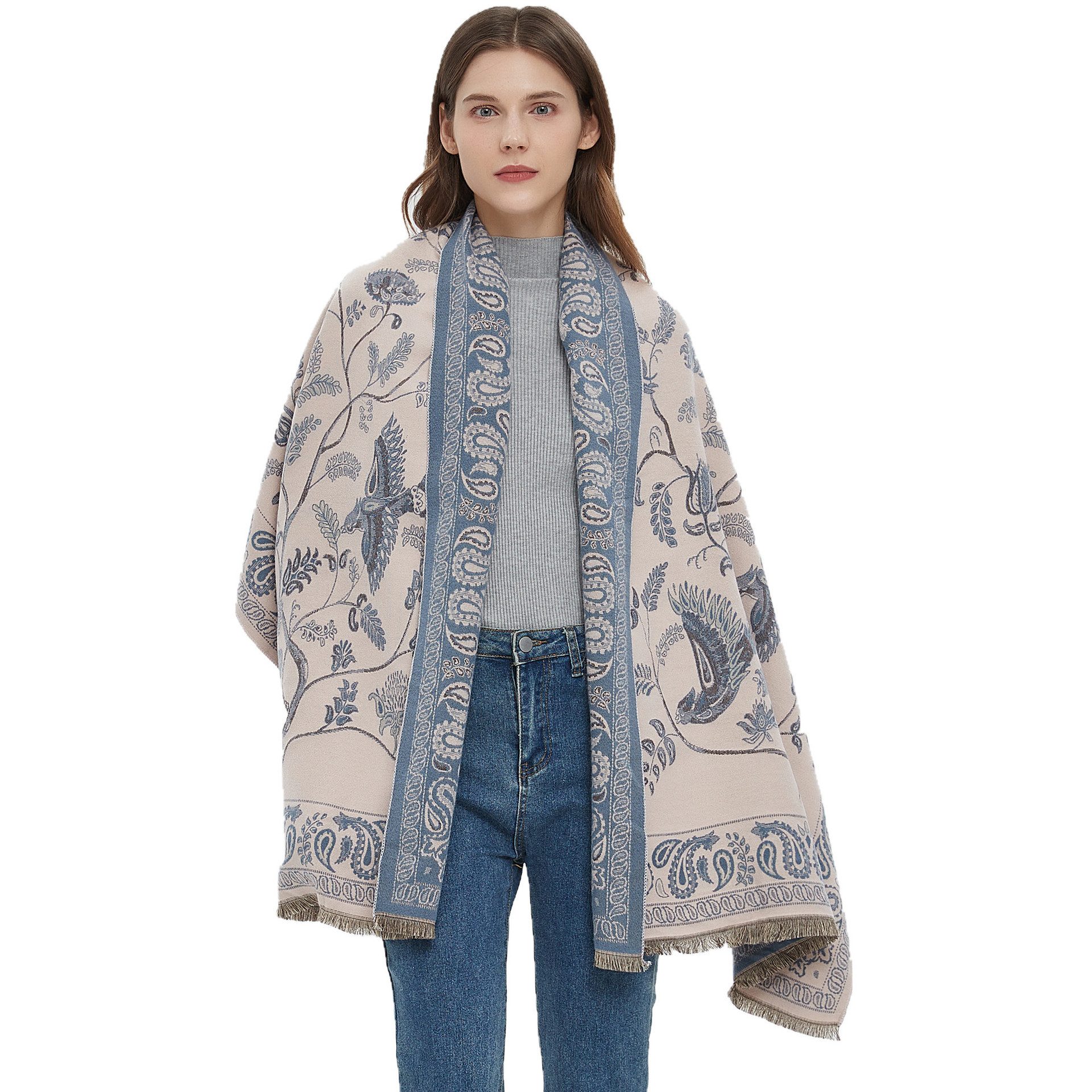 FOUORTUNATE-BEE Schal Damen Schal Poncho – Weicher, dicker Umhang für Herbst und Winter, Großer Schulterschal als Cardigan und Decke, …