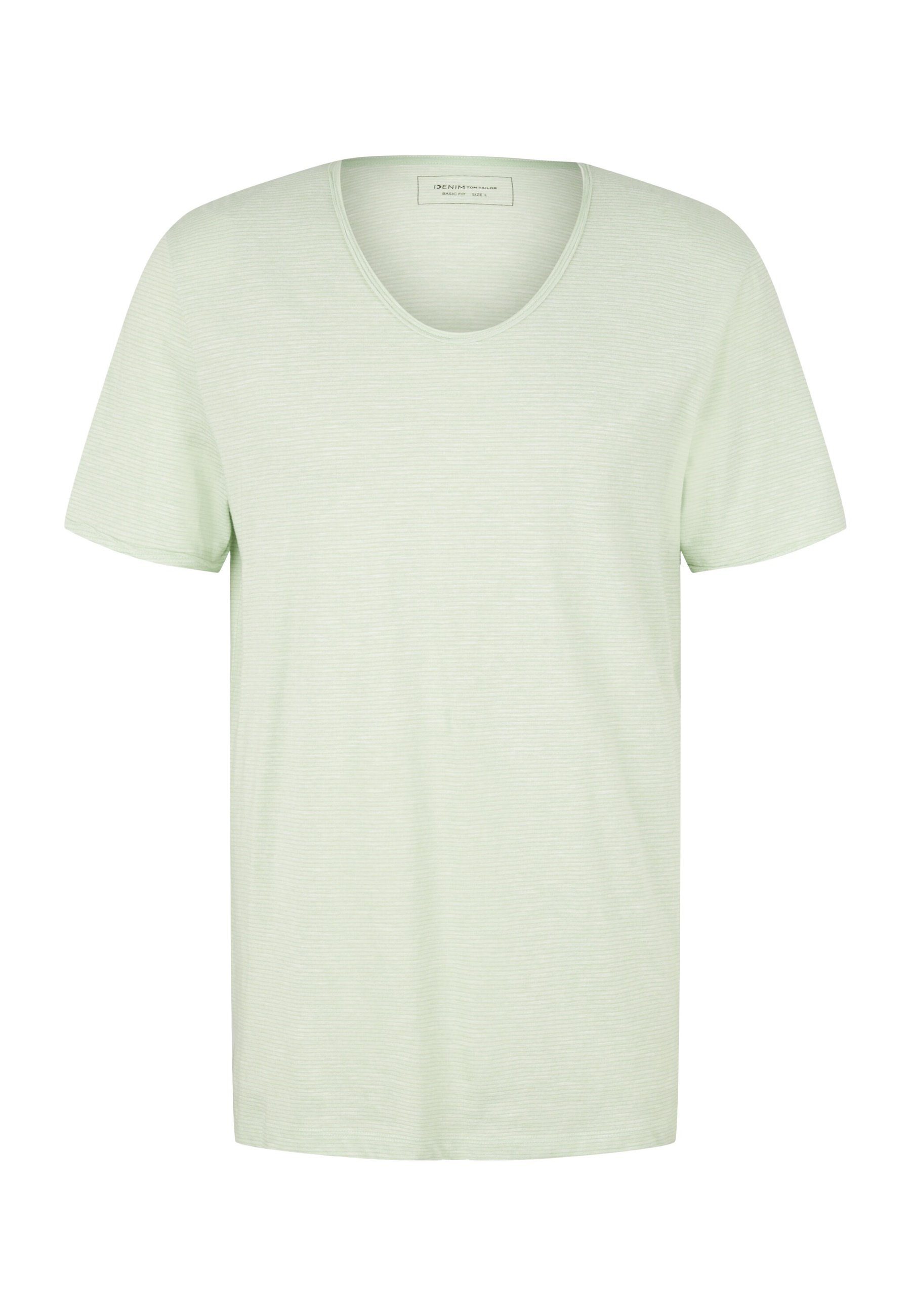 (1-tlg) T-Shirt TOM T-Shirt gestreift grün TAILOR Kurzarmshirt