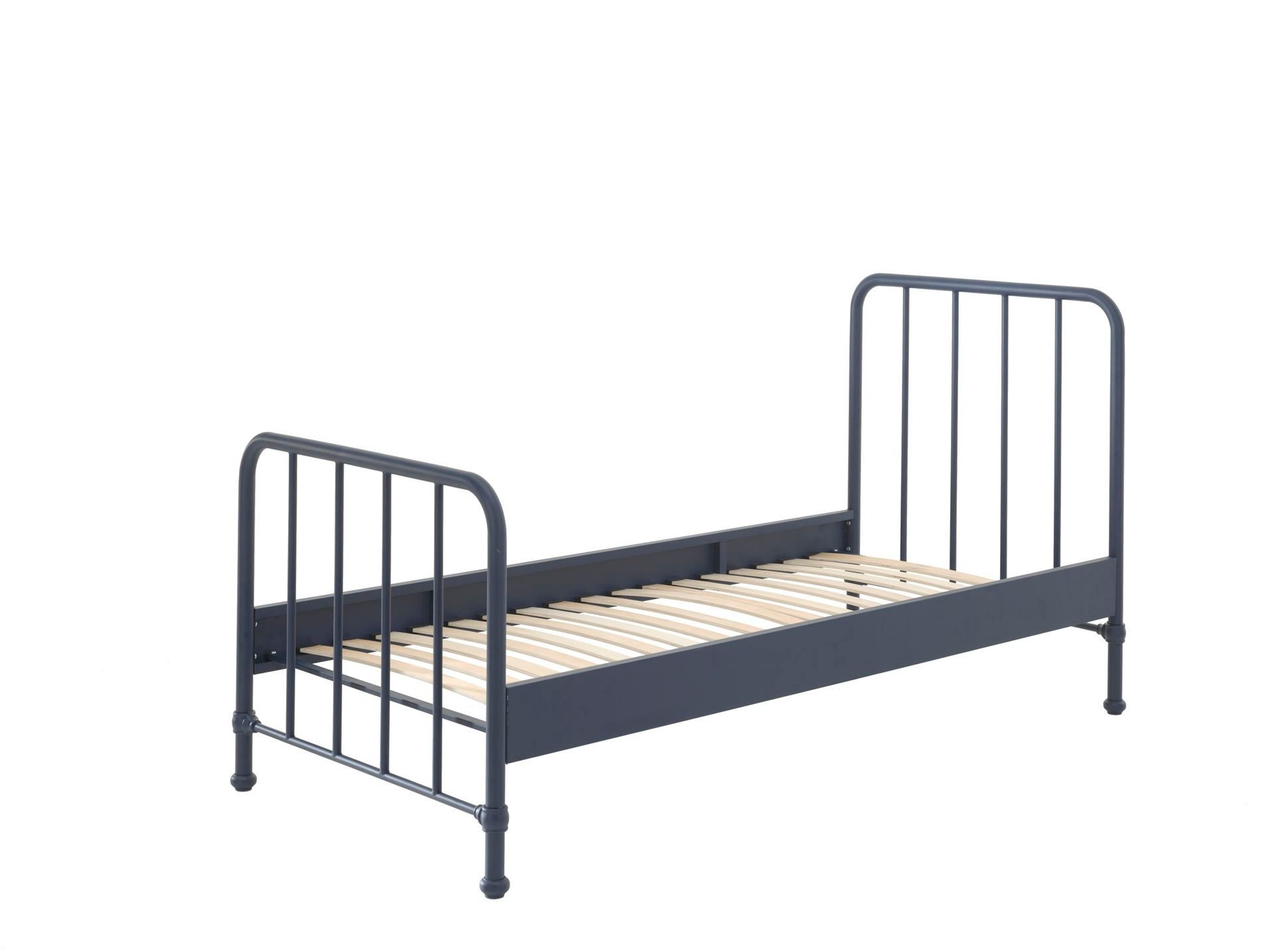 58 aufm Kessel Bettgestell Metallbett Kay 97x206x110 Einzelbett Industriedesign Metall Blau matt (inkl. Versand, Lieferung bis Verwendungsstelle), Liegefläche 90x200, modernes Bett mit Rohrrahmen und trendiger Optik