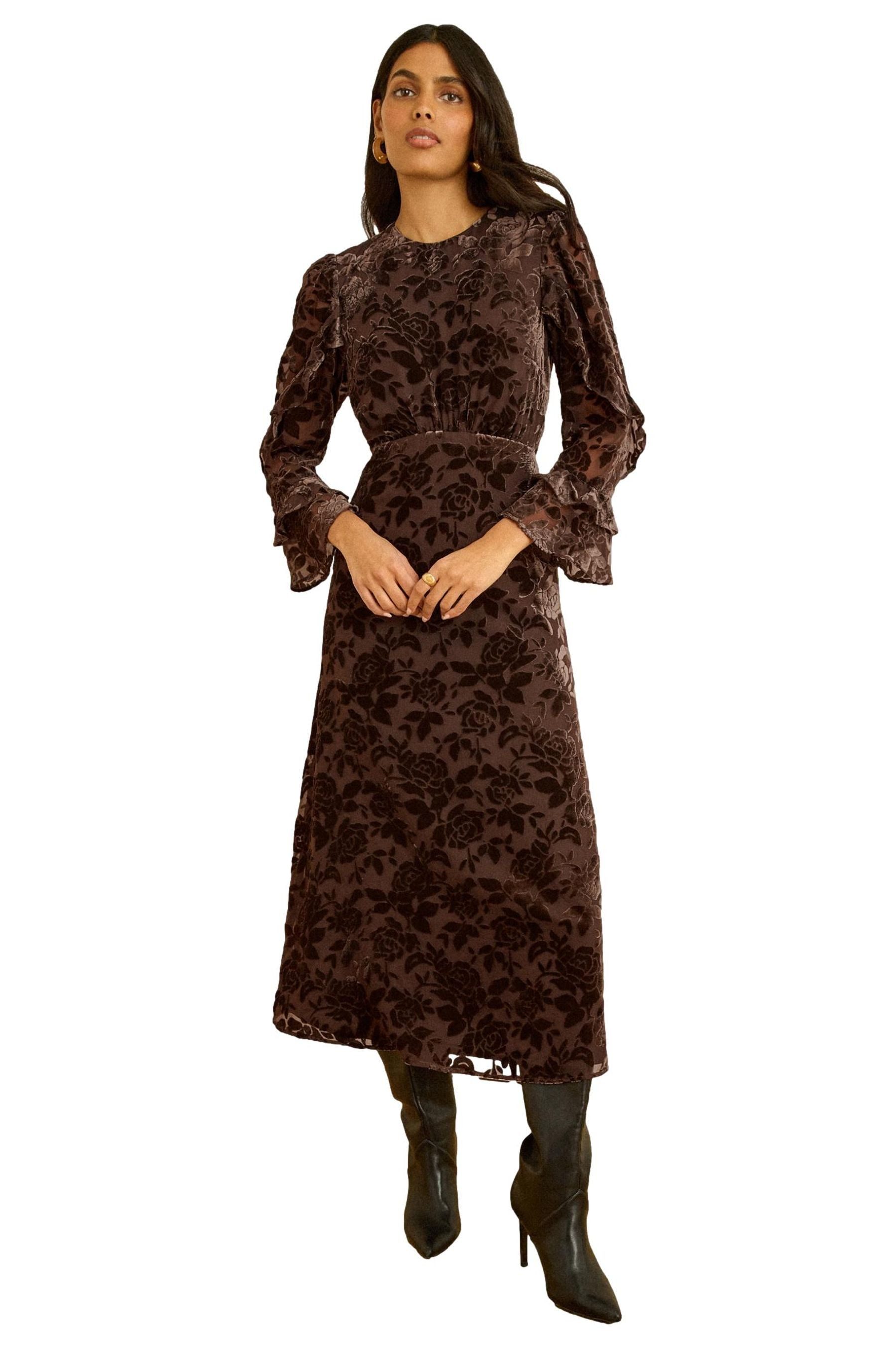 Midikleid Love & Roses Midikleid mit Rüschen, Regular