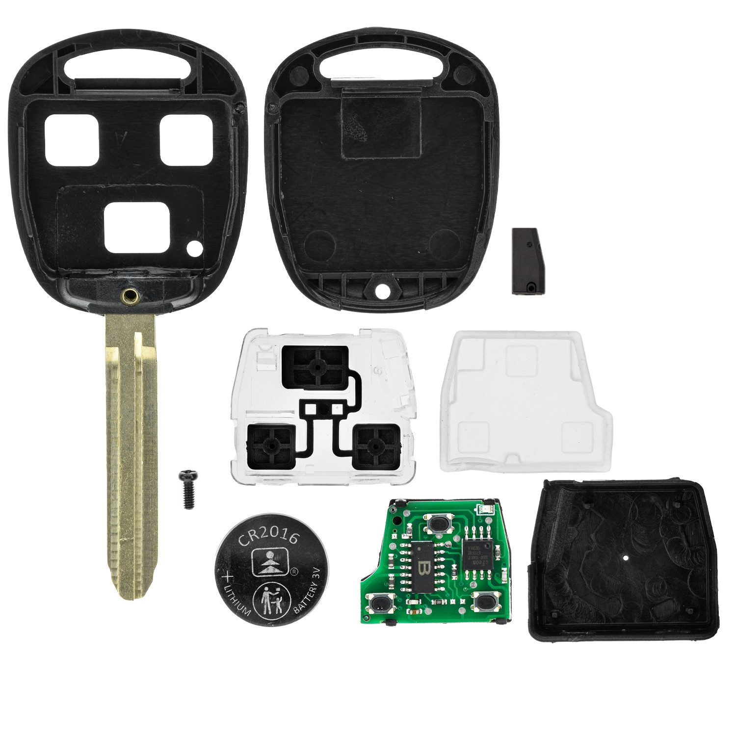 mt-key Schlüsseltasche Auto Funk Schlüssel Fernbedienung 434MHZ ID33 TOY43 (Set), für Toyota Tarago (R10, 95–00)