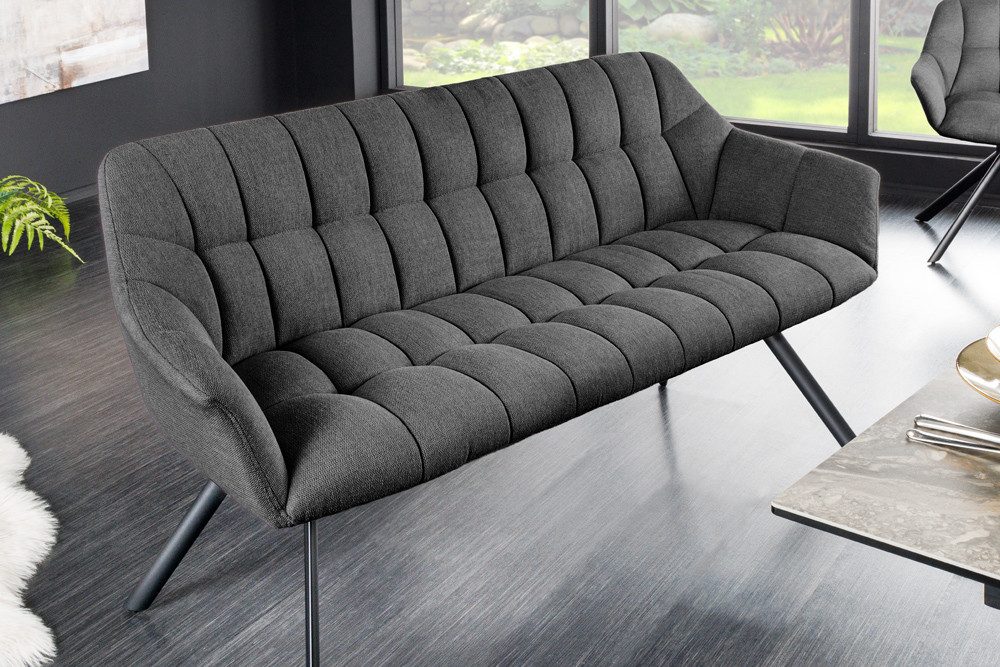 riess-ambiente Sitzbank PAPILLON 165cm anthrazit - Flachgewebe, Metall-Füße, mit Armlehne (Einzelartikel, 1-St), gepolsterte Bank mit Rückenlehne – ideal für Es – Bild 3 von 5