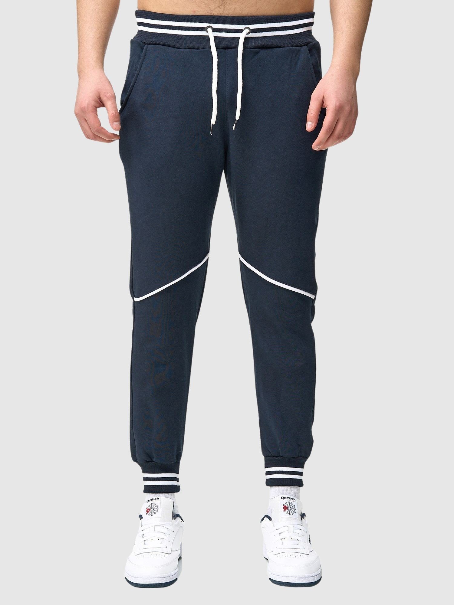 John Kayna Jogginghose Herren Casual Sport hose Trainingshose 1-tlg) Stripe (Sporthose Fitness Freizeit Sweatpants Navy Sweatpants, Jogginghose Männer Trainingshose