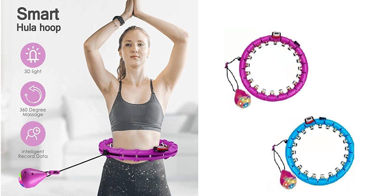 Smart Hula Hoop Reifen Fitness Abnehmbarer Massagenoppen Bauchtrainer mit Zähler 