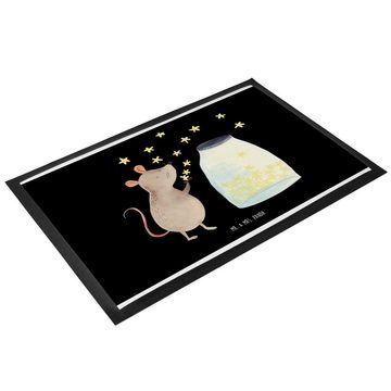 Fußmatte 60 x 90 cm Maus Sterne - Schwarz - Geschenk, Türvorleger, Tiermotive, Mr. & Mrs. Panda, Höhe: 0.3 mm, Gummirand und Design