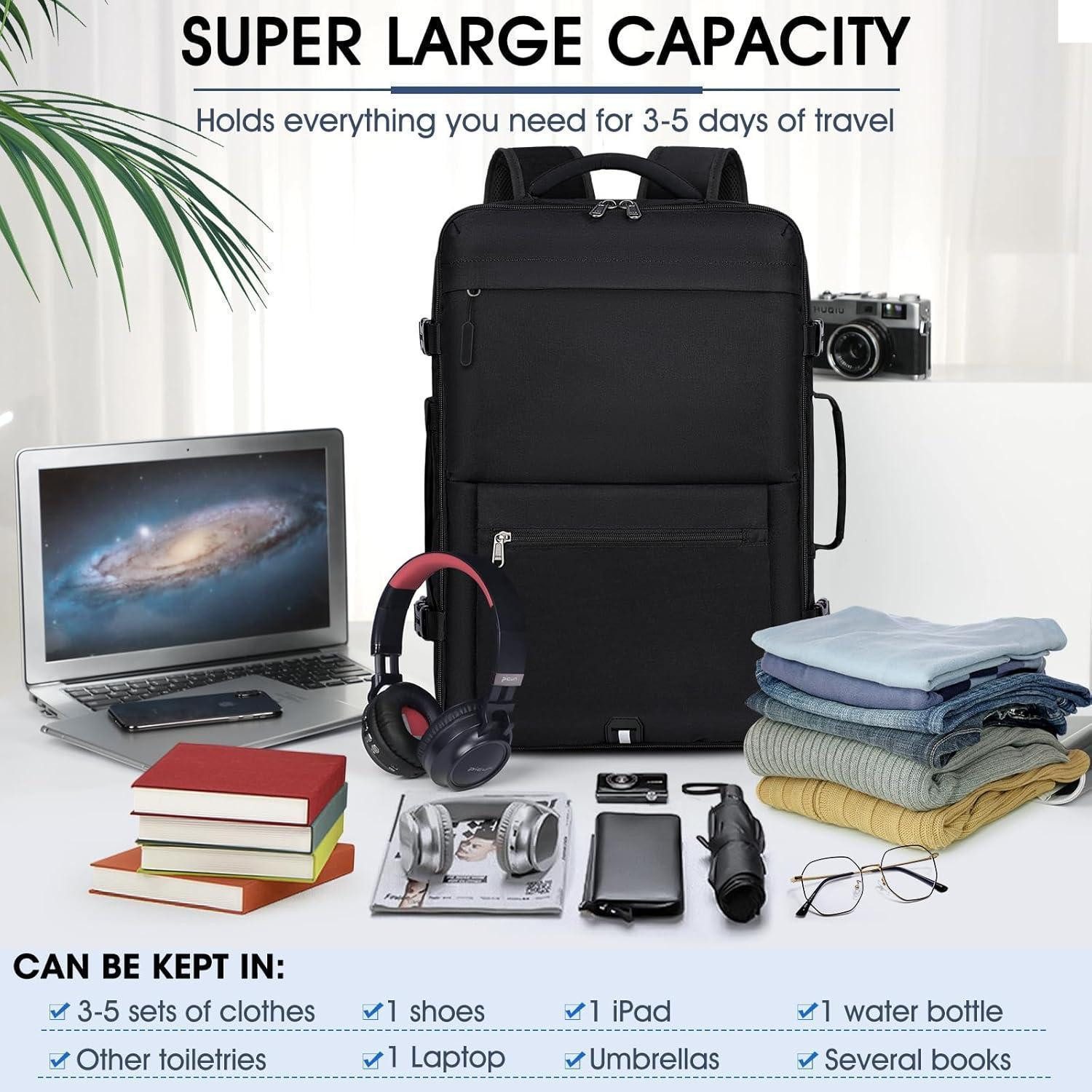 LuxusKollektion Laptoprucksack Rucksack Herren 17.3 Zoll Laptop Business Reiserucksack Schwarz