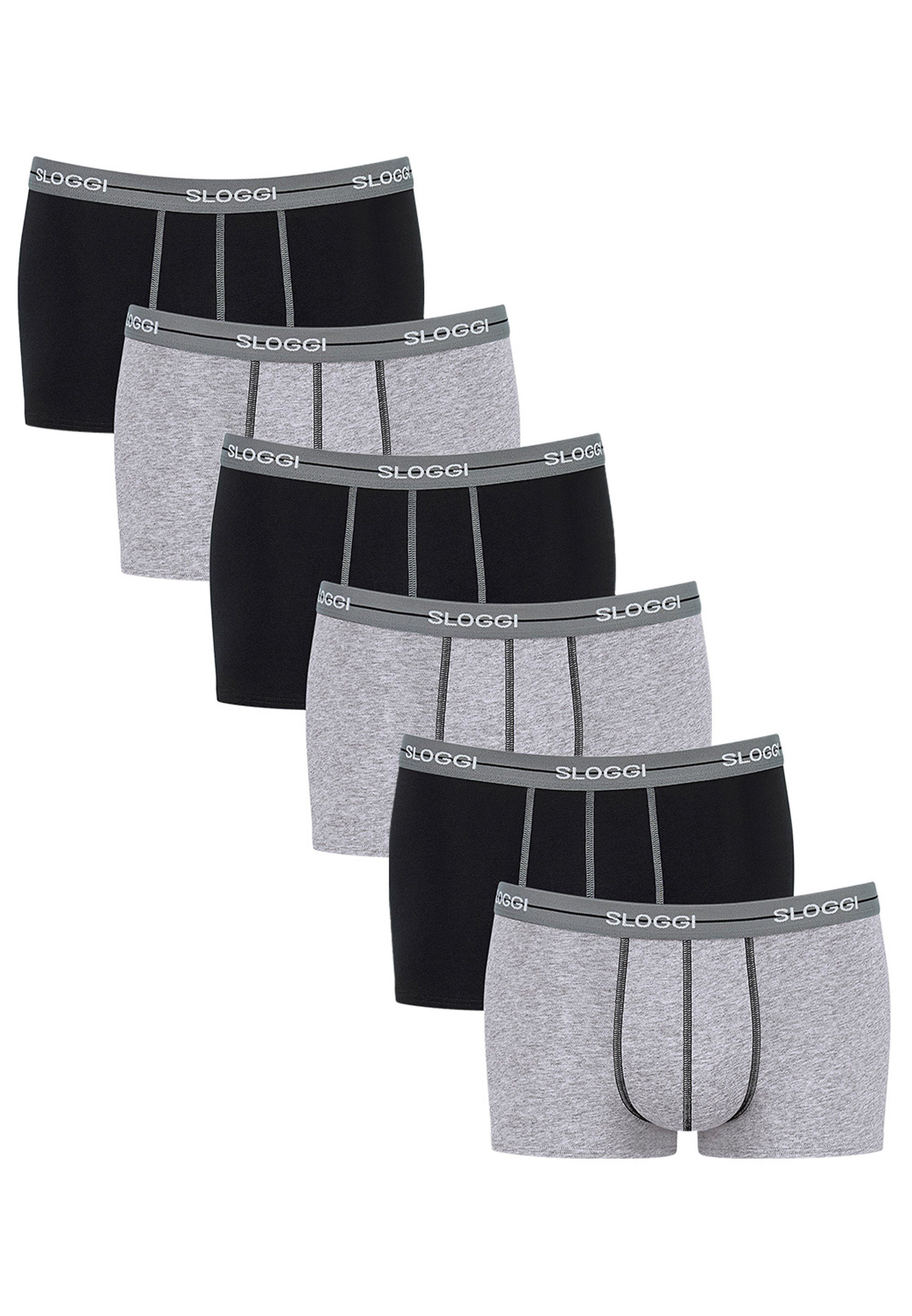 Sloggi Retro Boxer 6er Pack Extra Start weiches Hipster Pant Eingriff Grey - 6-St) - Taillenband Baumwolle (Spar-Set, / - Ohne Combination