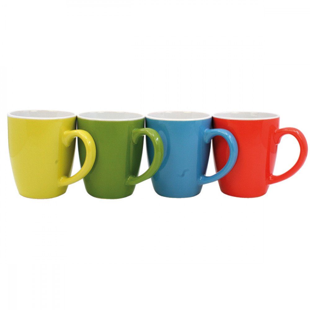 Tasse Kaffeetasse 350 ml aus Keramik - 4er Set / Bunt - Kaffeebecher Tasse B