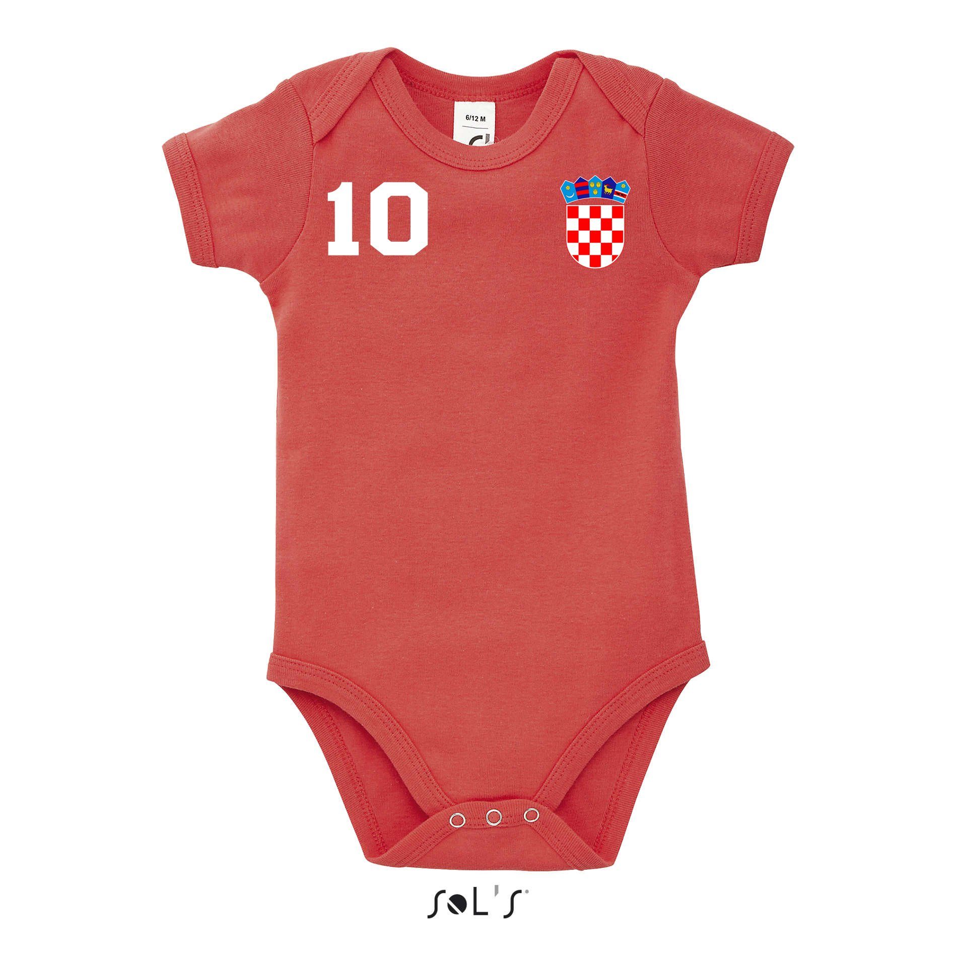 Blondie & Brownie Strampler Kinder Baby Kroatien Hrvatska Sport Trikot Fußball Weltmeister WM EM Weiss/Rot