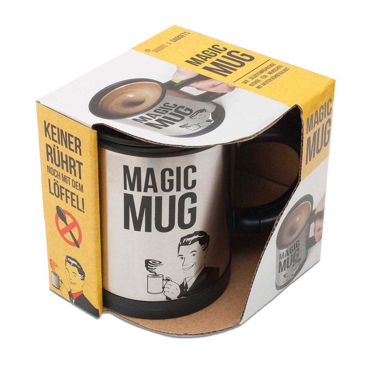 Goods+Gadgets Tasse Magic Mug Becher, Edelstahl, Selbstrührende Kaffeetasse