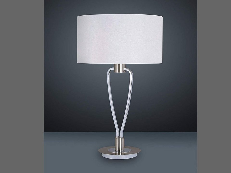 meineWunschleuchte LED Tischleuchte, LED wechselbar, Warmweiß, große  Nachttisch-lampe Lampenschirm-e Stoff Design-klassiker Höhe 58cm