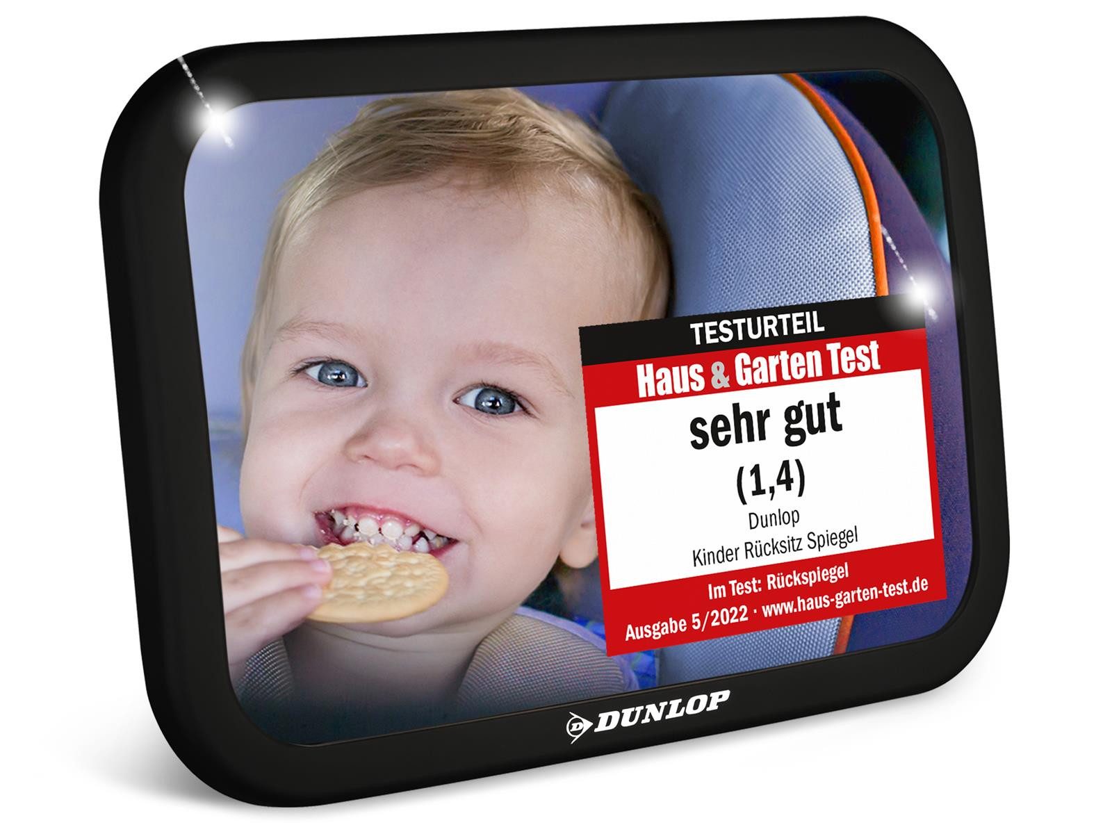 Dunlop Babyspiegel Spiegel Auto Baby Rücksitzspiegel, Bruchsicherer Rückspiegel 360 grad für alle Fahzeugtypen